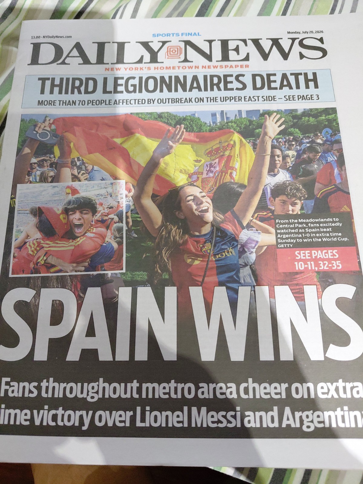 New York Daily News 7/20/2026 Spain Wins FIFA World Cup 2026