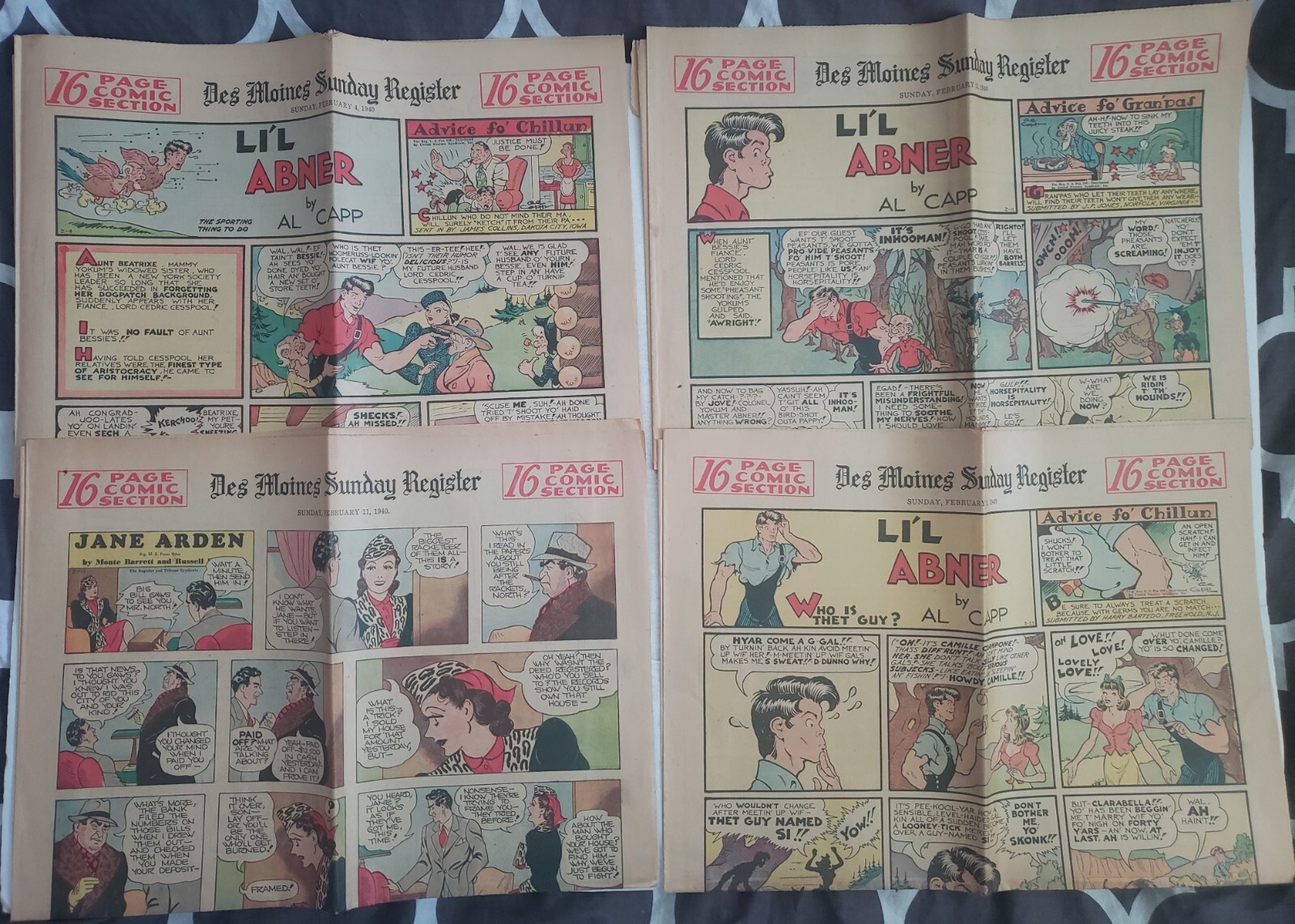 Lot 11 1940’s 4 Page Comic Sections & 2 – 2-page Des Moines Sunday Register