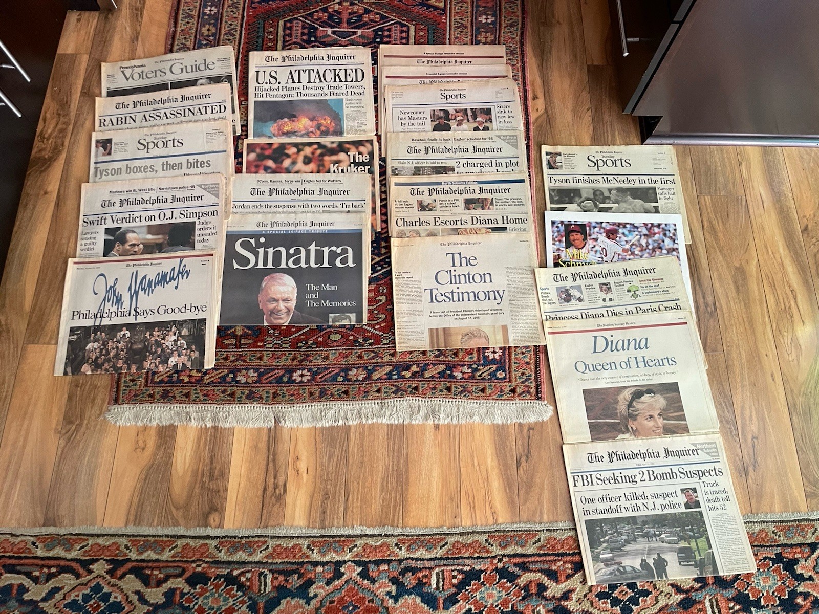 The PHILADELPHIA INQUIRER LOT 19 1990s Oj Simpson Sinatra Diana 9/11 Rabin Etc