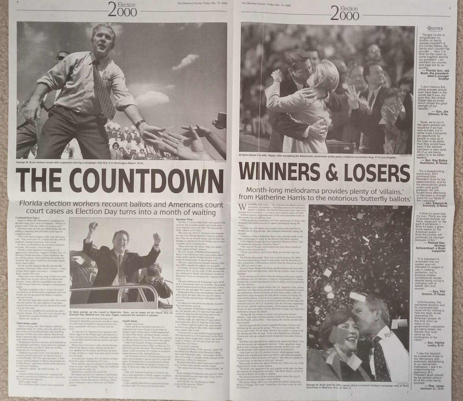 Ottumwa Courier, George W. Bush election, commemorative edition (Dec. 15, 2000)