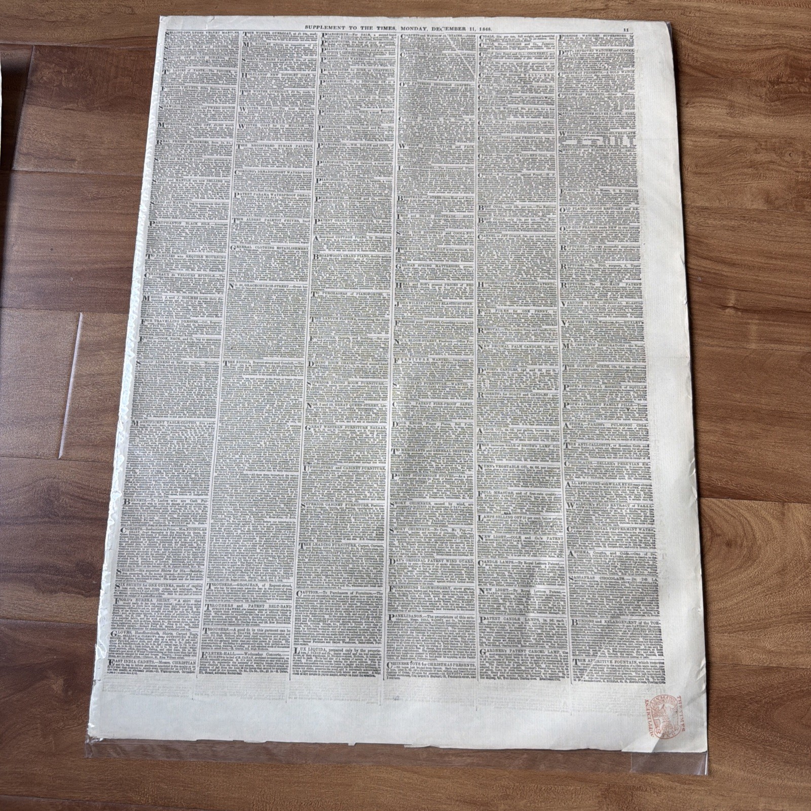 December 11 1848 THE LONDON TIMES Victorian ORIGINAL Newspaper and Supplement