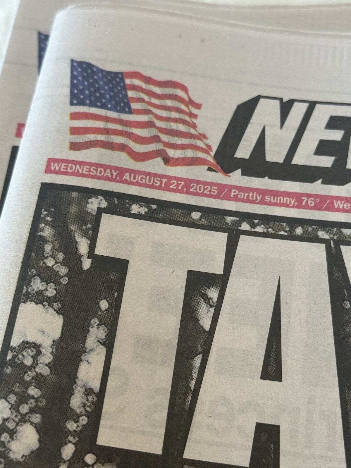 Taylor Swift & Travis Kelce Engaged “Tay Yes!” New York Post Newspaper 8/27/2025