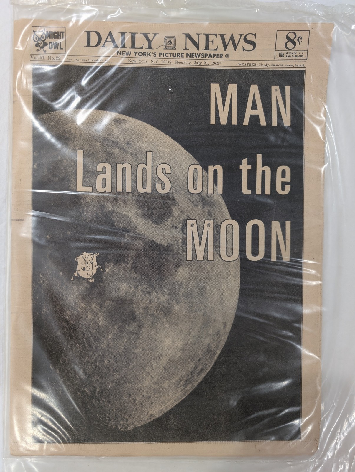 Apollo 11 Moon Landing Newspaper July 21 1969 Daily News Original Print