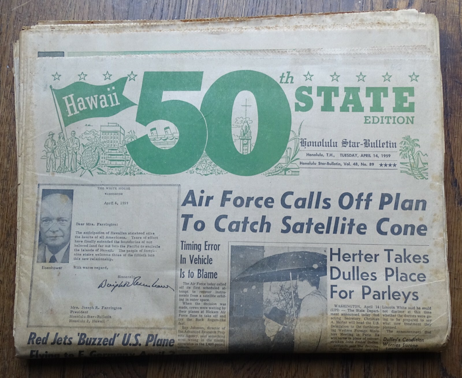 Honolulu Star-Bulletin April 14 1959 HAWAII 50TH STATE complete newspaper HUGE!