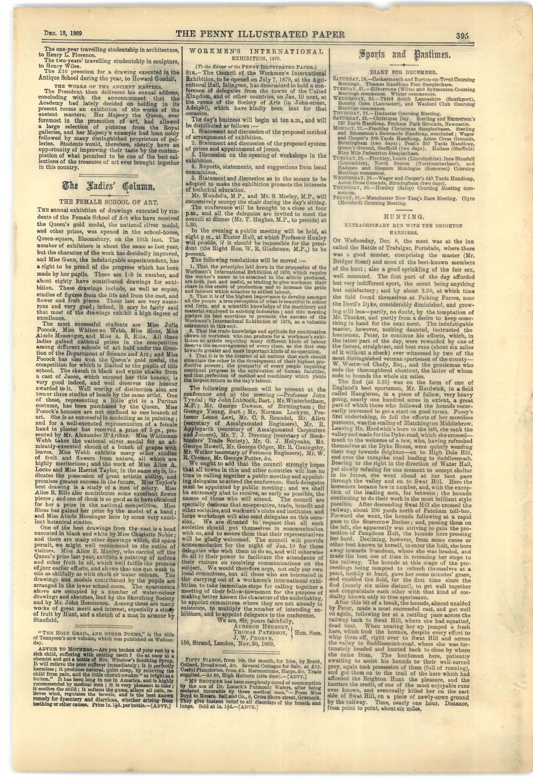 1869 Penny Ilustrated Paper, Devon Savages, NY Richardson Tragedy,Irish Troubles