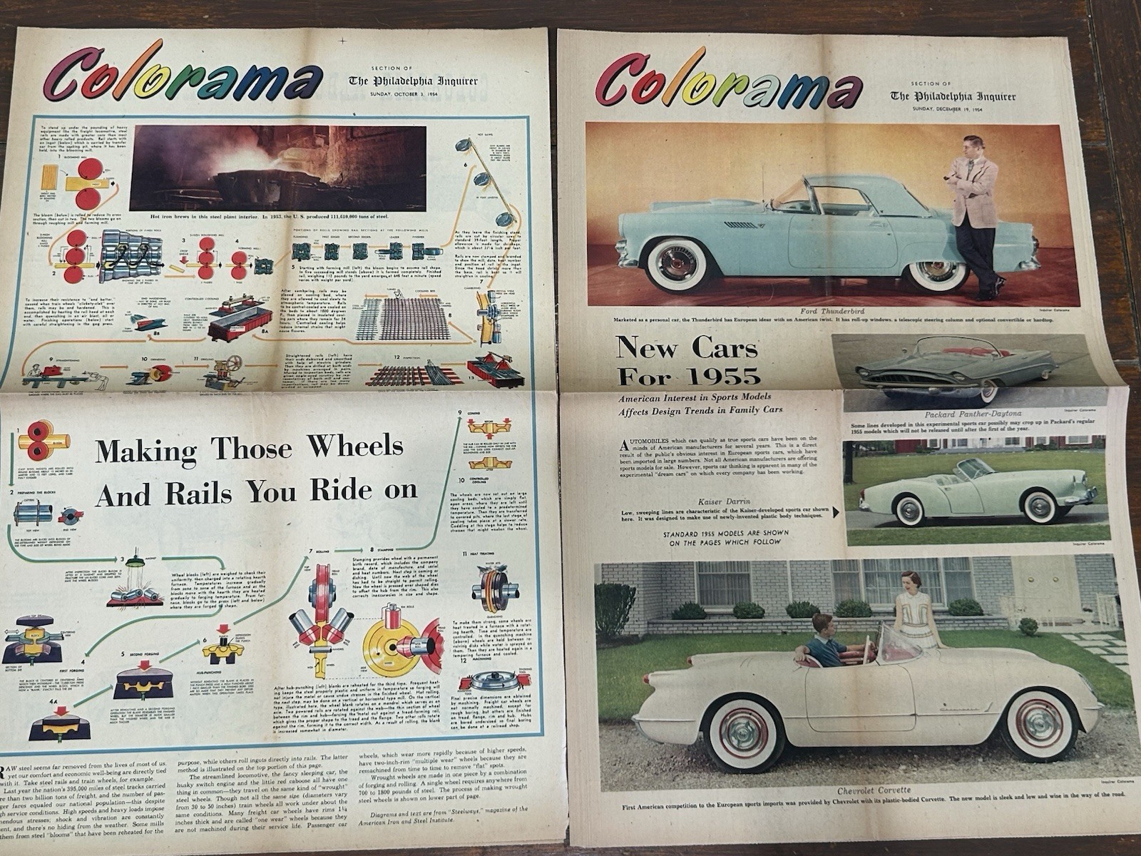 Vtg Oct 3 Dec 19 1954 Colorama Section Philadelphia Inquirer Inserts Cars