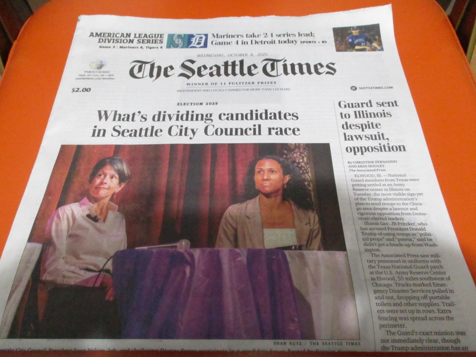 SEATTLE MARINERS 10/08/2025 MLB PLAYOFFS FULL PAPER ALDS GAME 3 WIN CAL HR #61