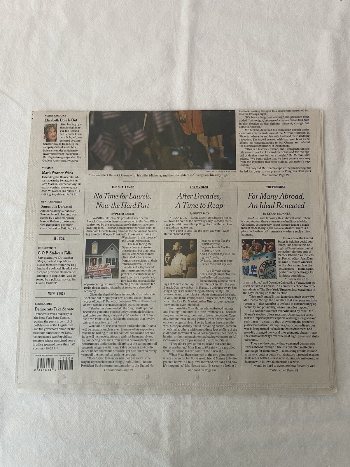 2008 New York Times Obama Rare Commemorative Edition Newsprint Set of 2 Superb!!