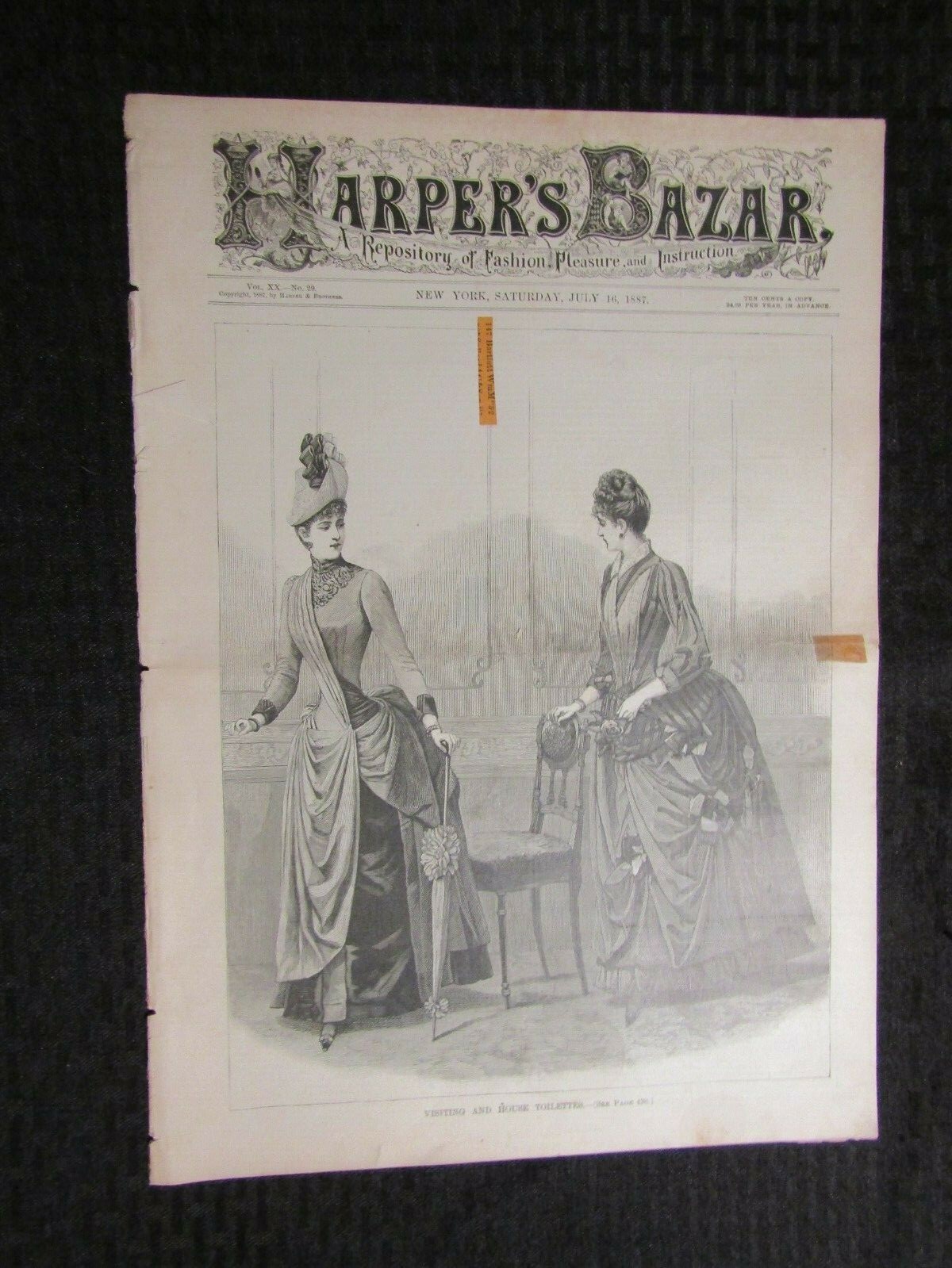1887 July 16 HARPER’S BAZAR NY Fashion Newspaper v.XX #29 GD+ 2.5