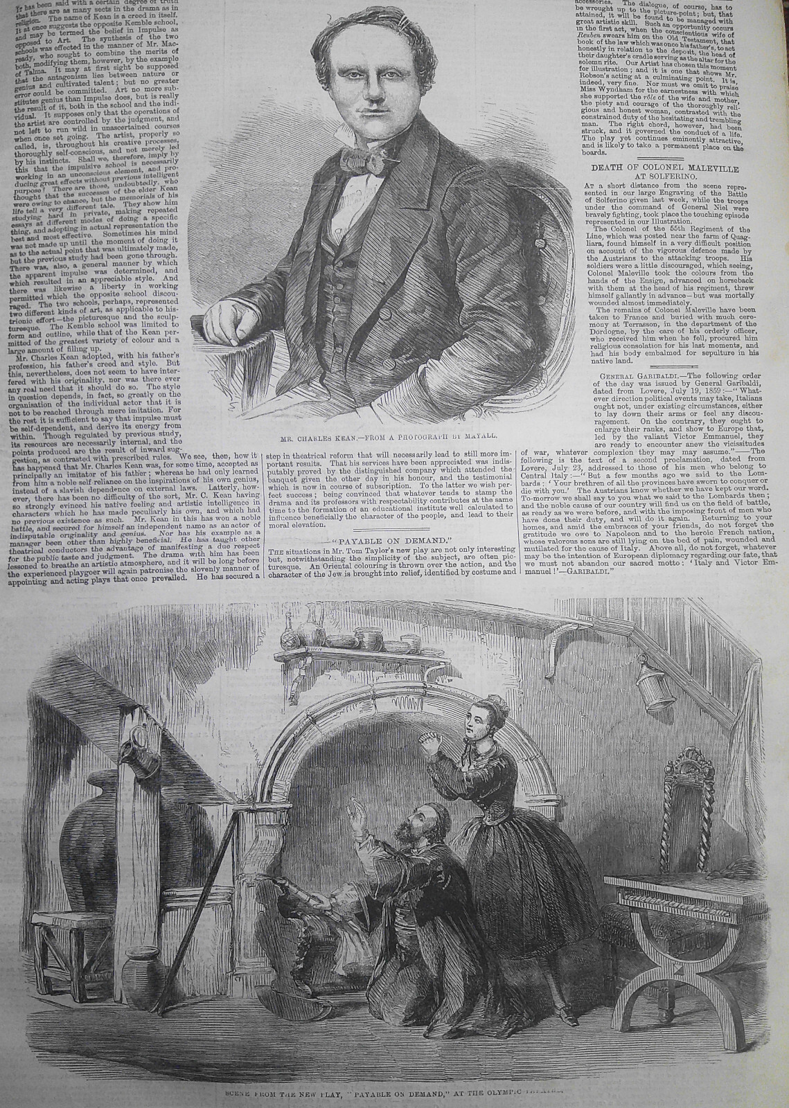 Illustrated London News, August 6, 1859. Peace Conference, Zurich; General Vinoy