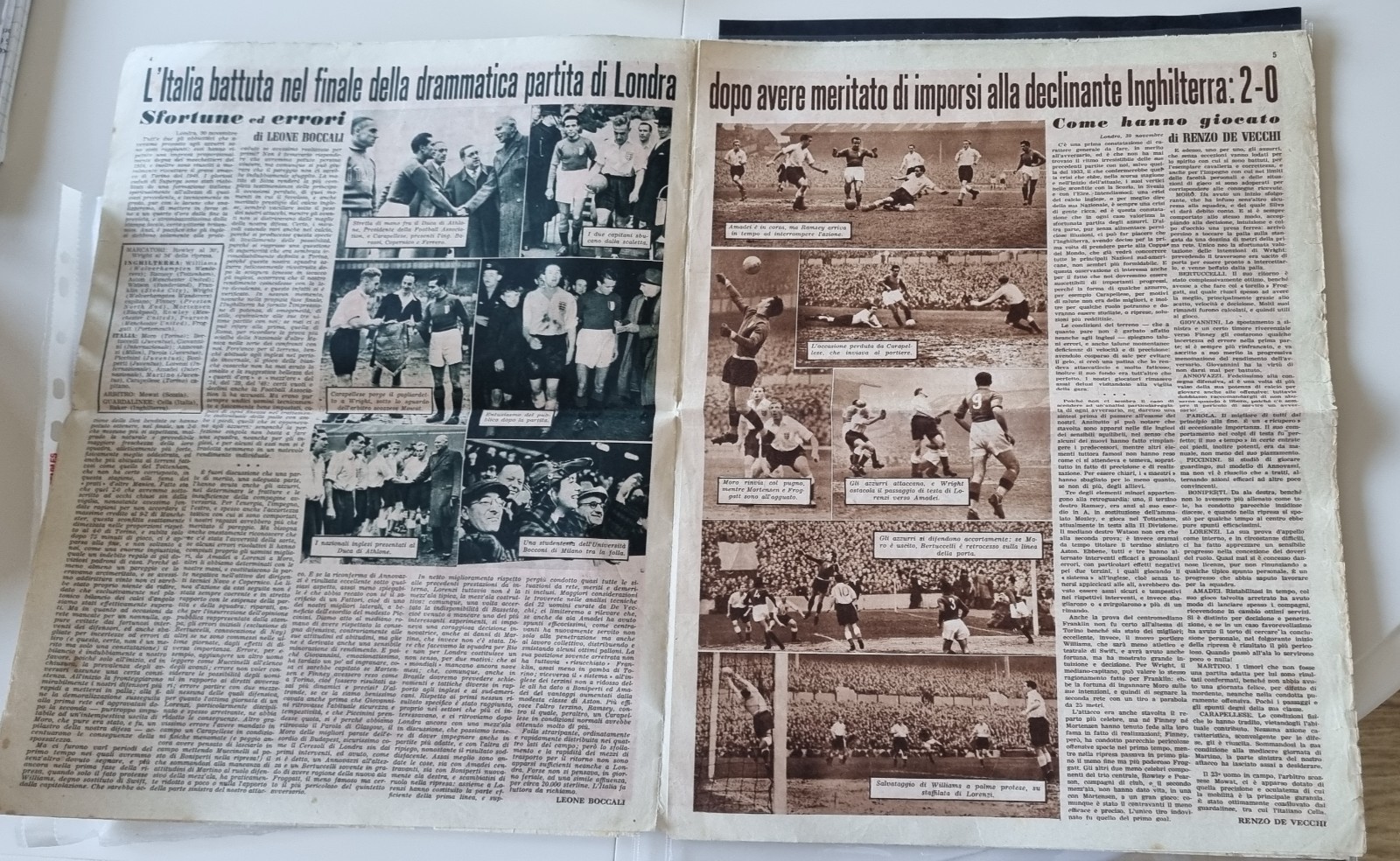 FOOTBALL NEWSPAPER ENGLAND Vs ITALY INTERNATIONAL IL CALCIO ILLUSTRATO n48 1949