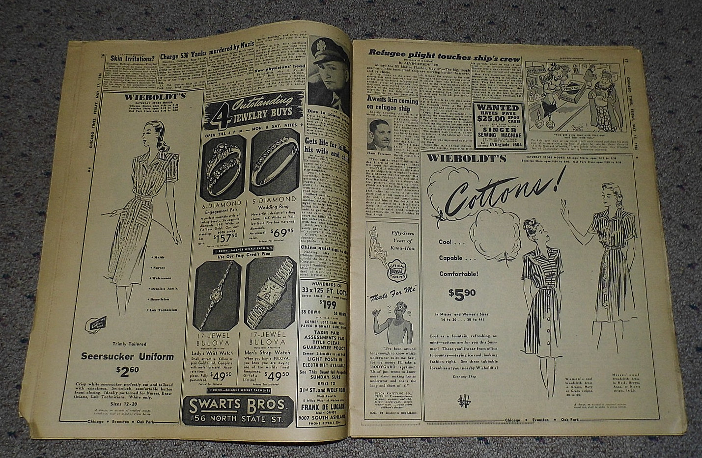 Chicago Daily Times Picture Newspaper Friday May 17, 1946~GREAT PERIOD ADS!