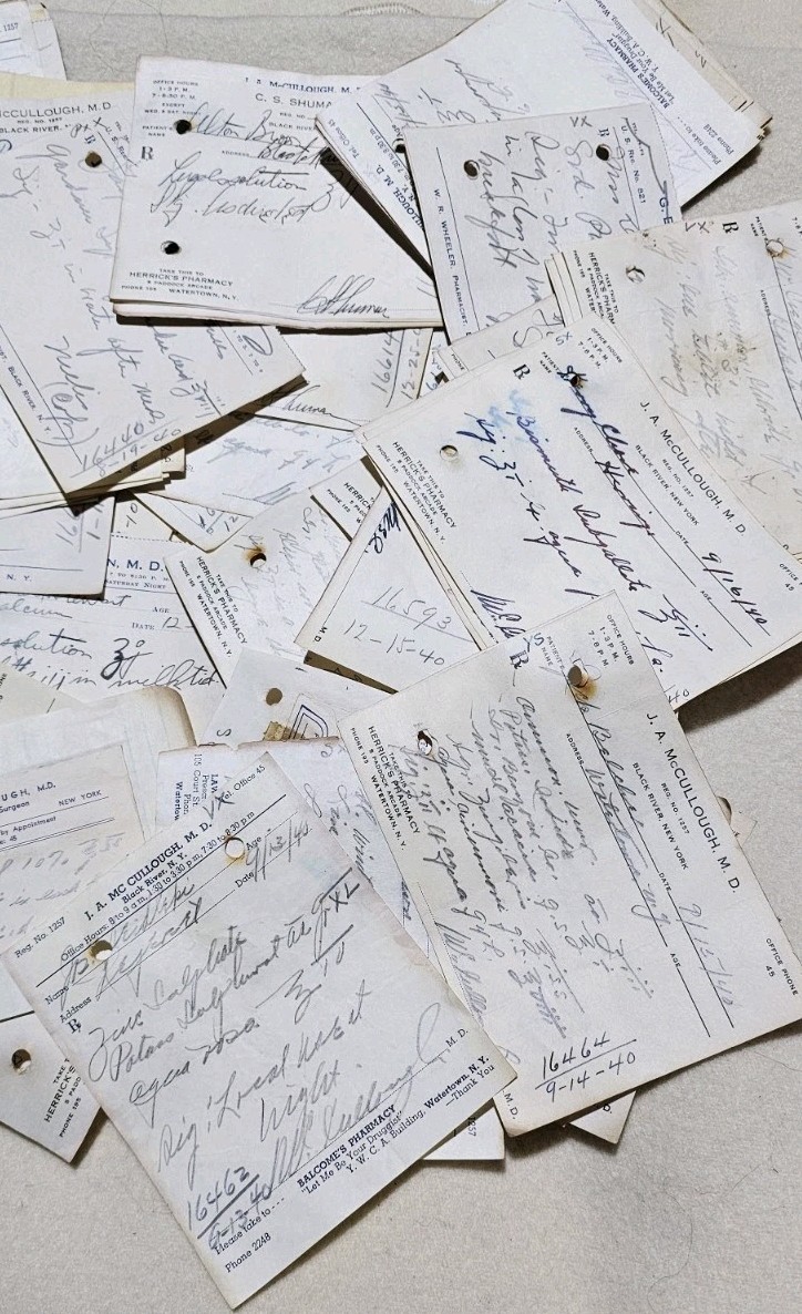 20 Vintage Pharmacy Rx Paper Prescriptions Bundle Lot Ephemera Junk Art 30s&40s