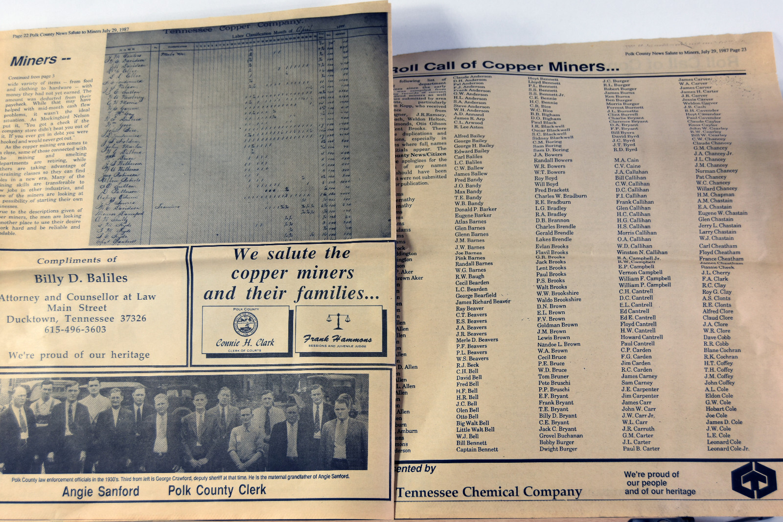 1987 Newspaper Tennessee Ducktown Copperhill Copper Basin Miners Ads RARE