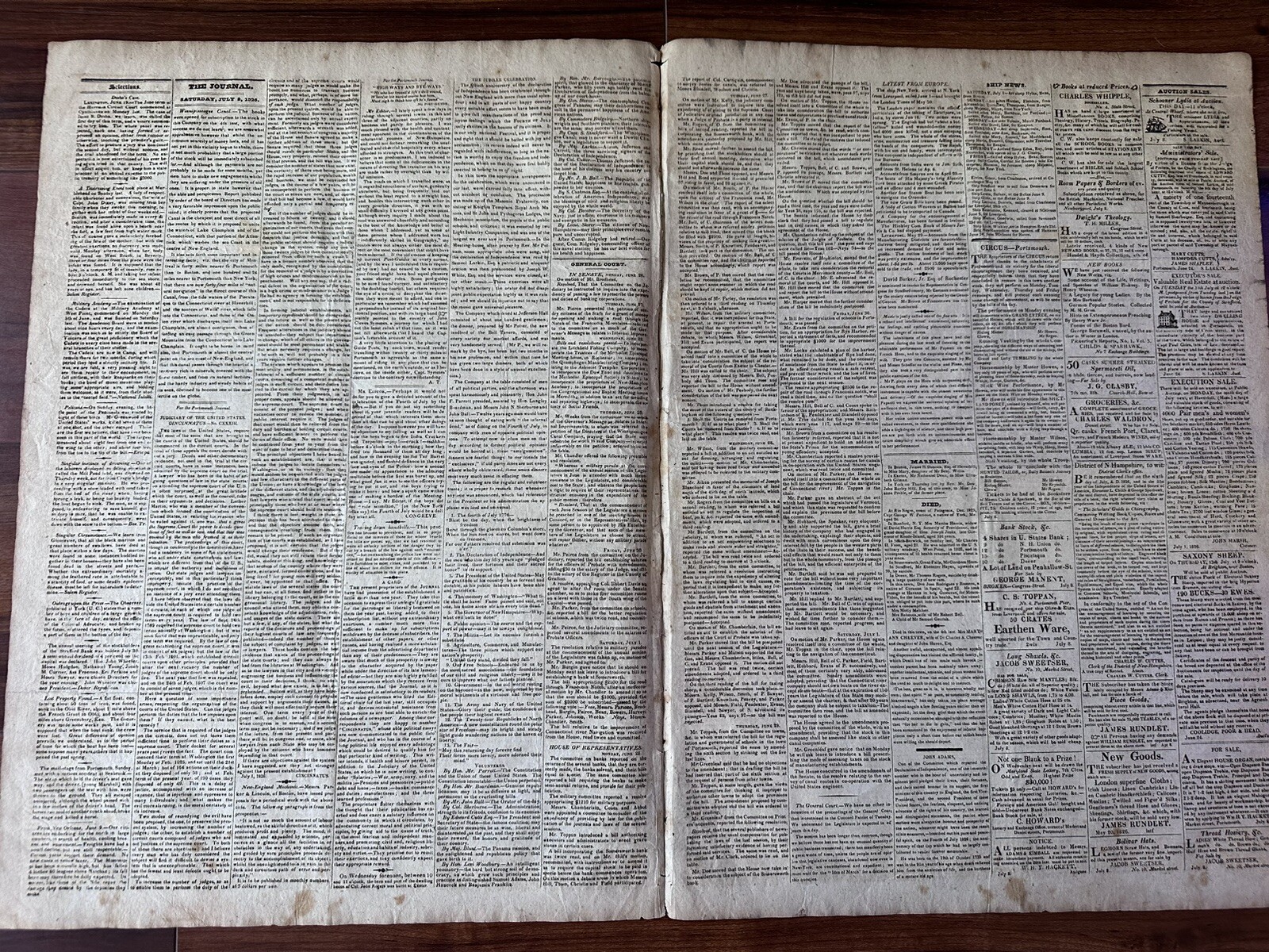 July 8, 1826 John Adams Death Obituary US Founding Father, Slavery Newspaper