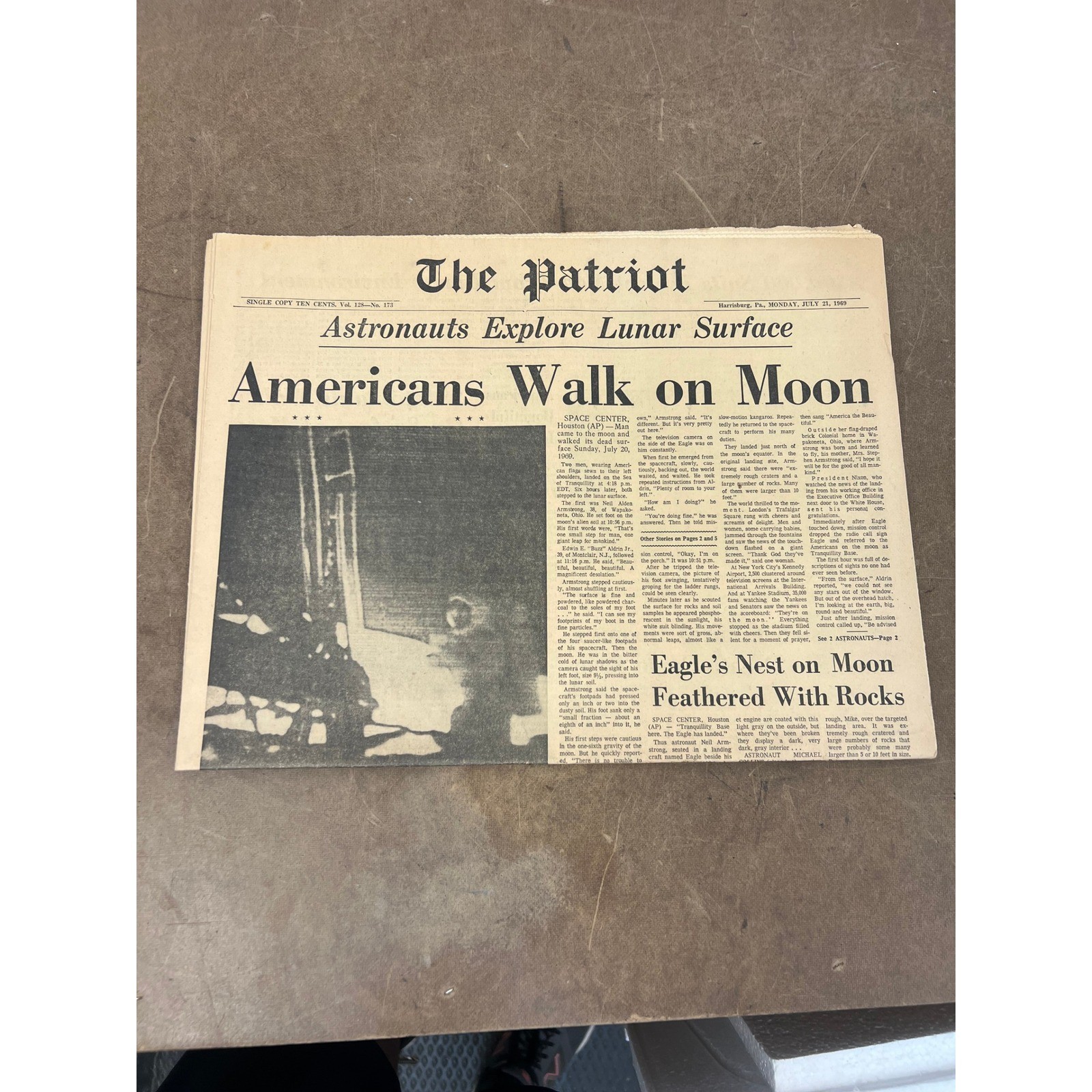 The Patriot Harrisburg PA Newspaper July 21 1969 Men Walk On Moon Apollo 11 NASA