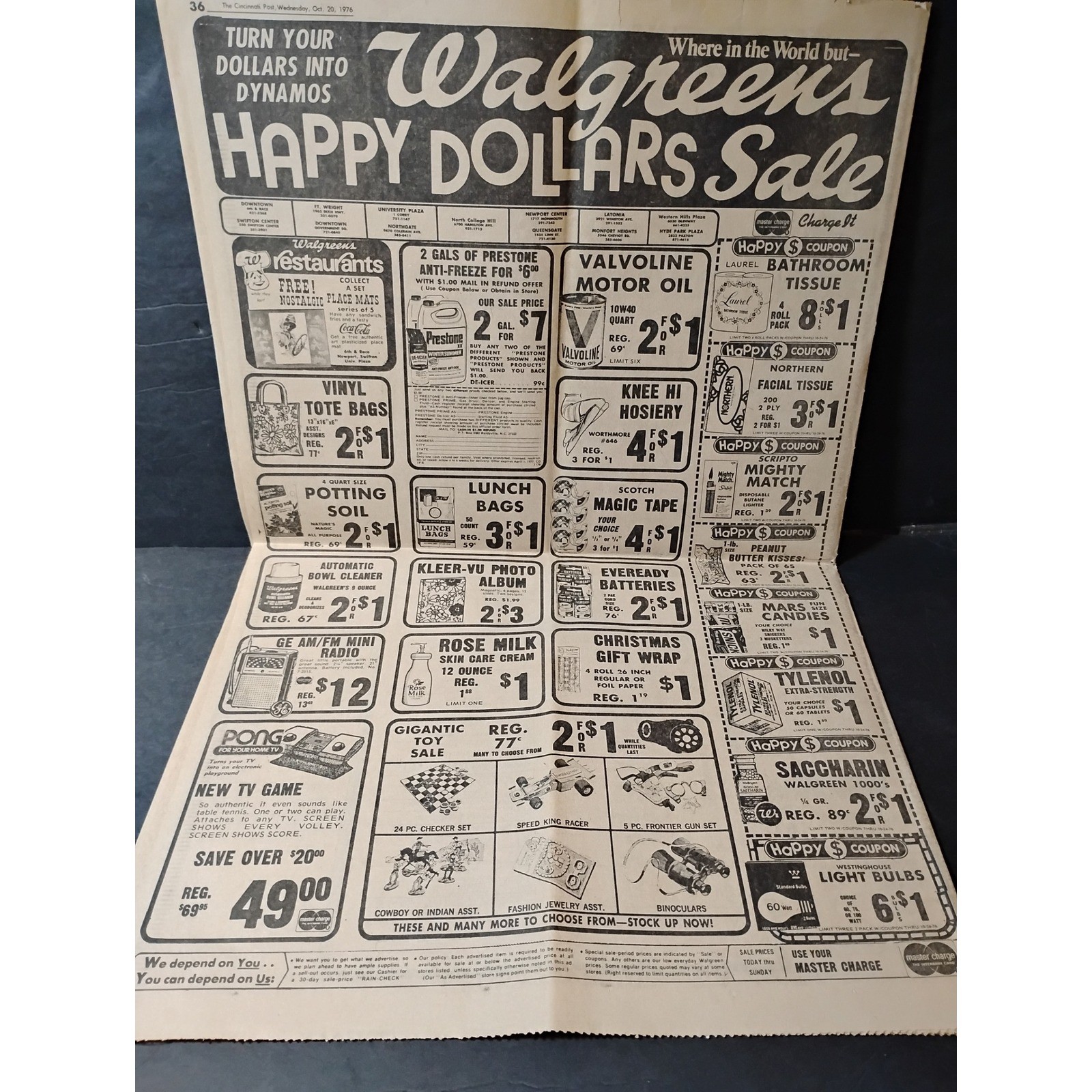 VTG Cincinnati Post Sport Section Reds Yankees Series Rose Driesen 76 Stocks Ads