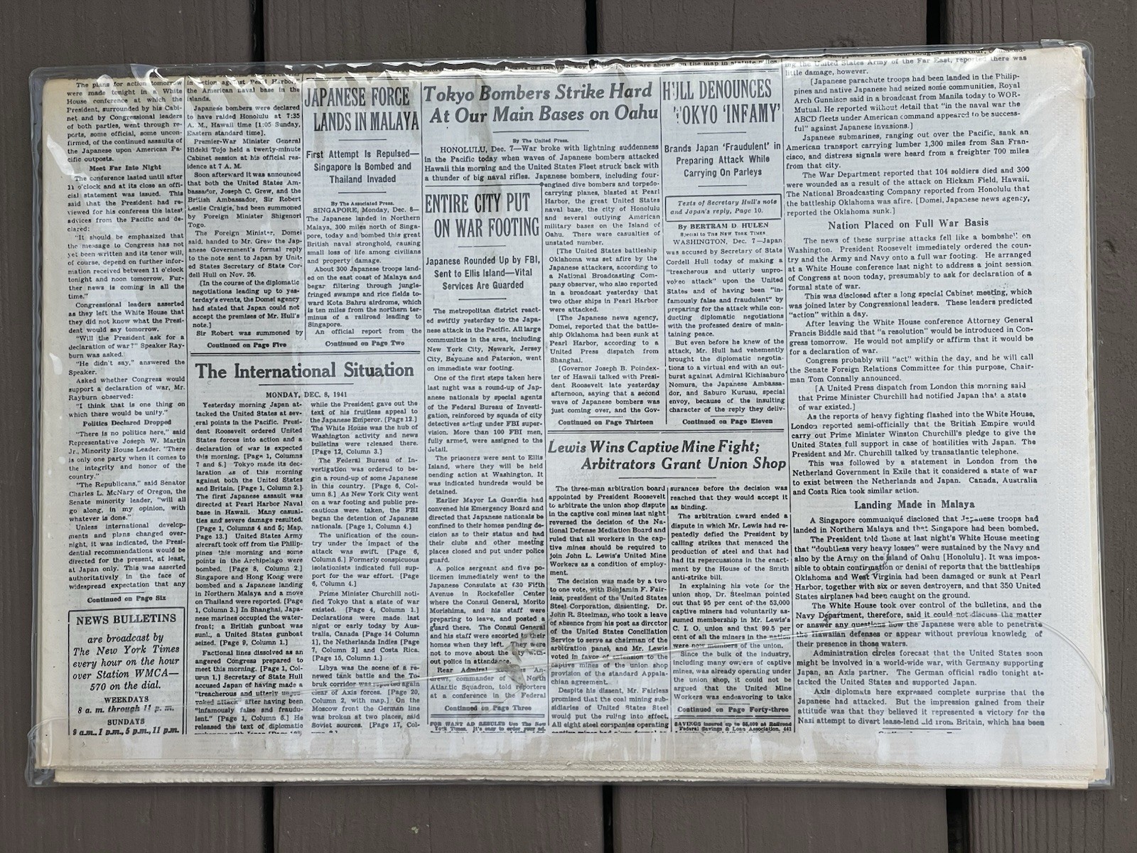 New York Times 50th Commemorative Edition WWII Japan Attacks Newspaper Printed 1