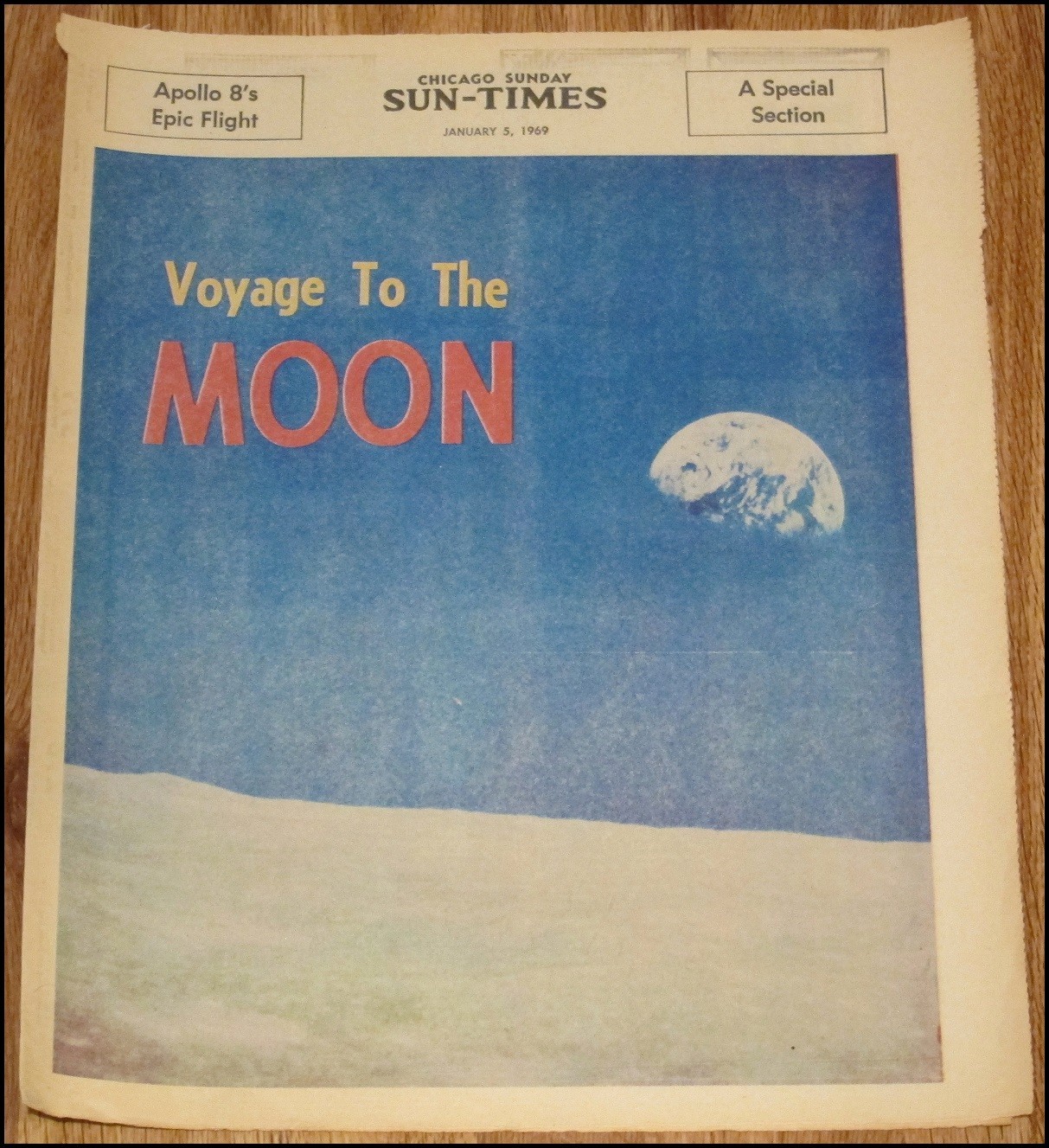 1969 Chicago Sun-Times Voyage To The Moon Apollo 8 Special Section Vintage 1968