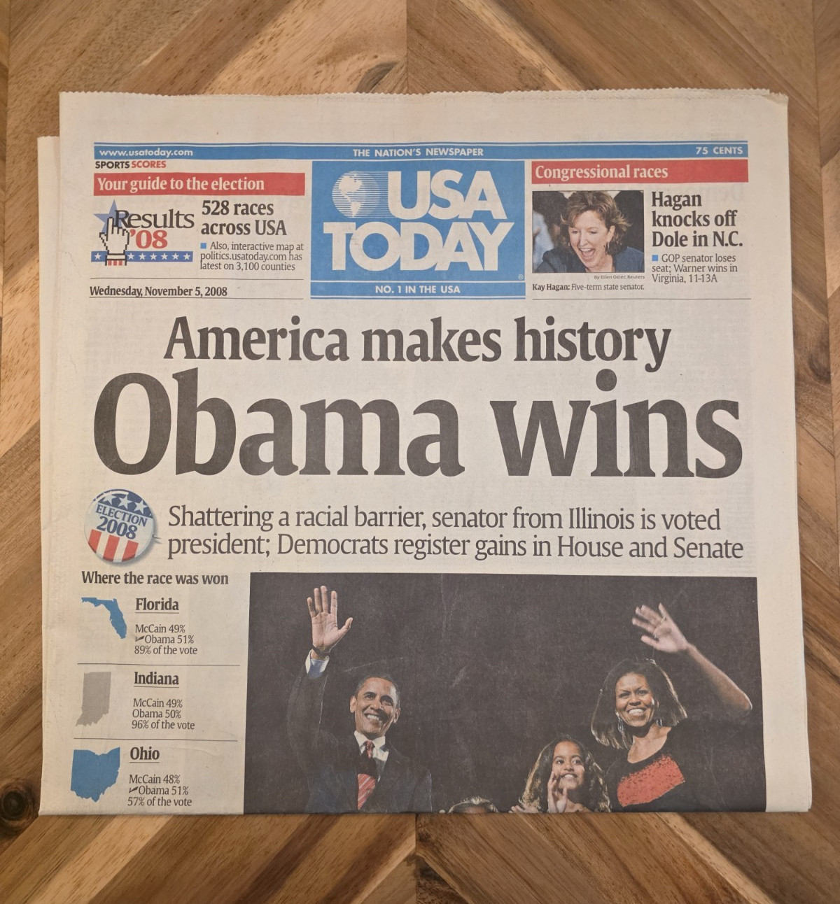 USA Today Newspaper Nov 5 2008 – America Makes History “Obama Wins” Headline