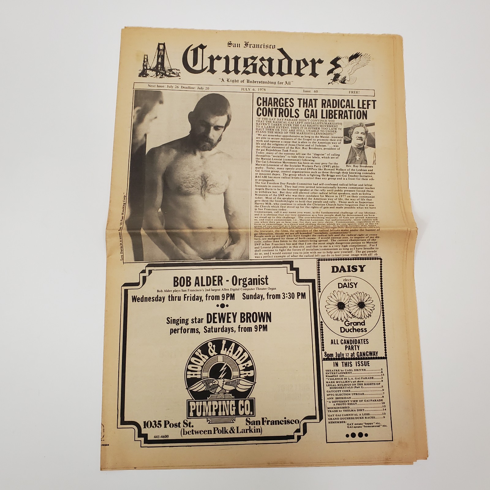 VTG July 1978 San Francisco Crusader Newspaper Issue 60 LGBTQ Political Ephemera