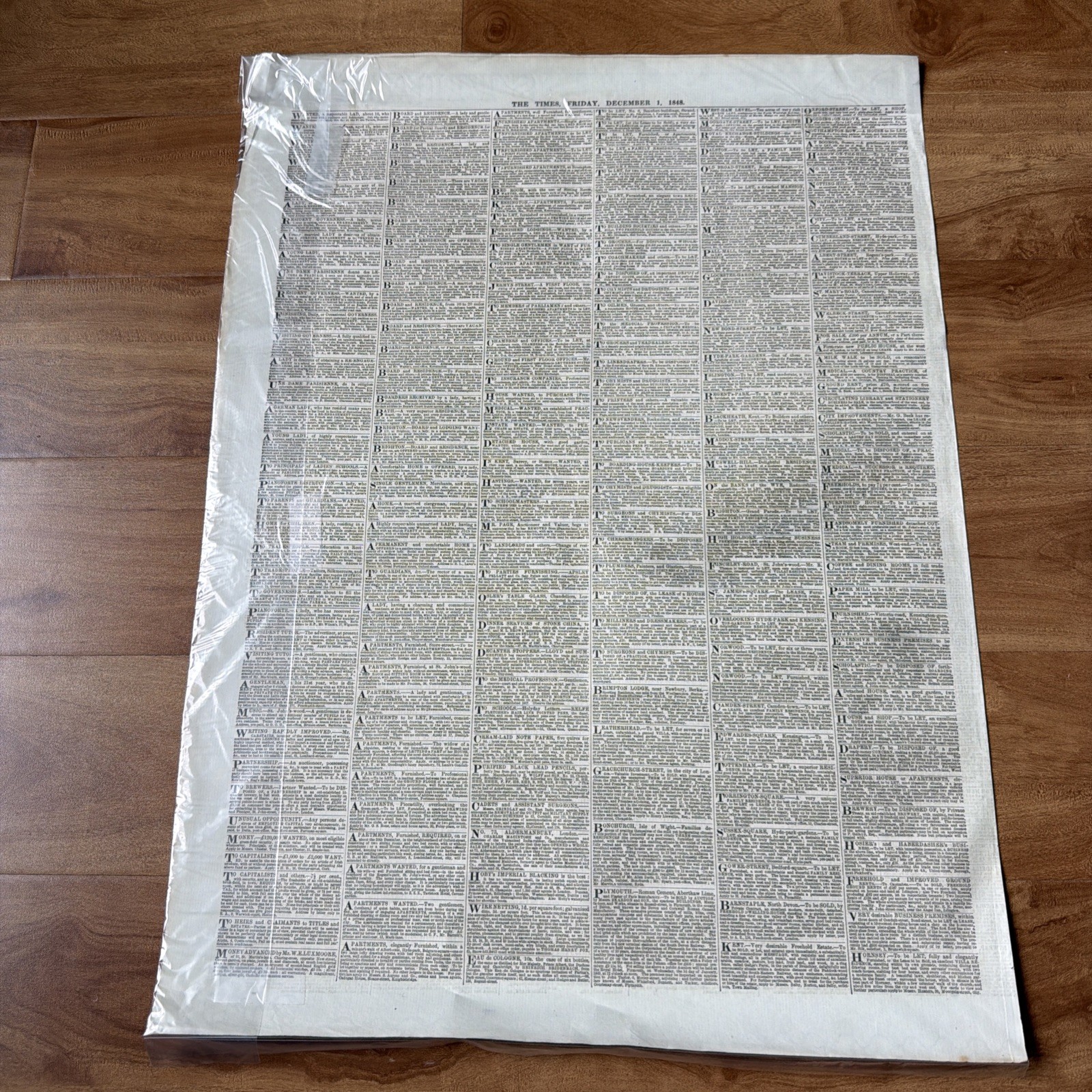 December 1 1848 THE LONDON TIMES Antique Early Victorian ORIGINAL Newspaper