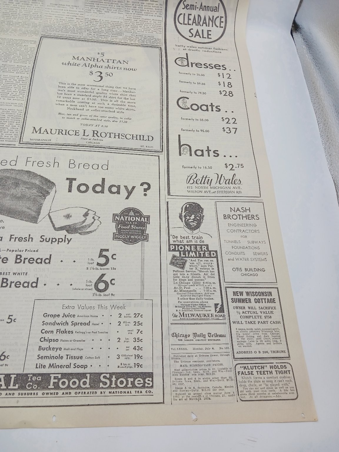 July 1931 Chicago Tribune Hoover Paris Plan Plane Crash Newspaper Page