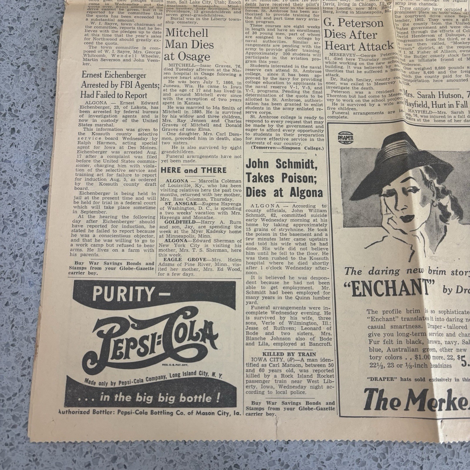 Vintage Newspaper 1940s Pg WW2 Marines Solomon Headline Ephemera Iowa