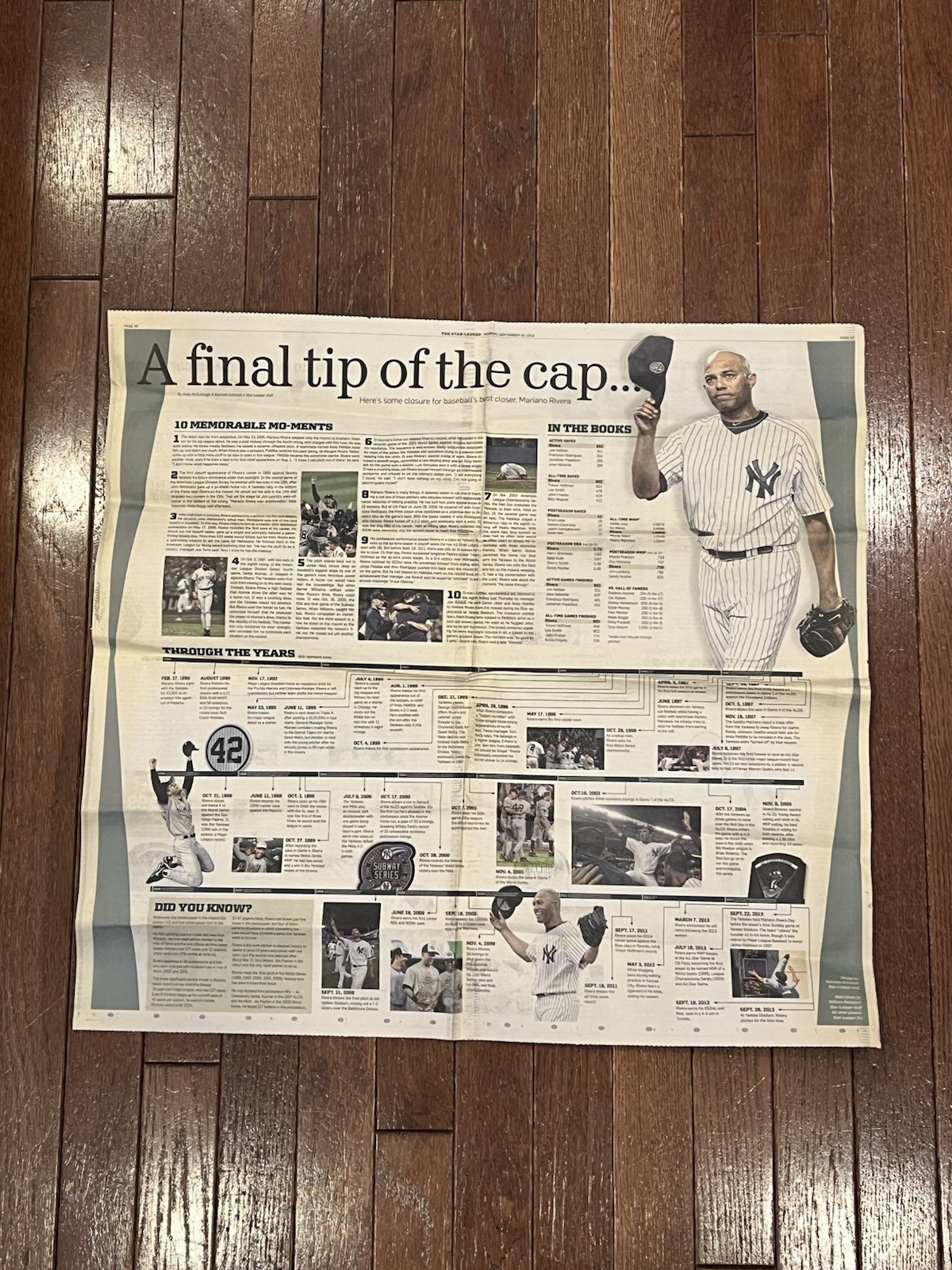 Star Ledger Sept. 30, 2013 Mariano Rivera Special Retirement Insert! HOF Yankees