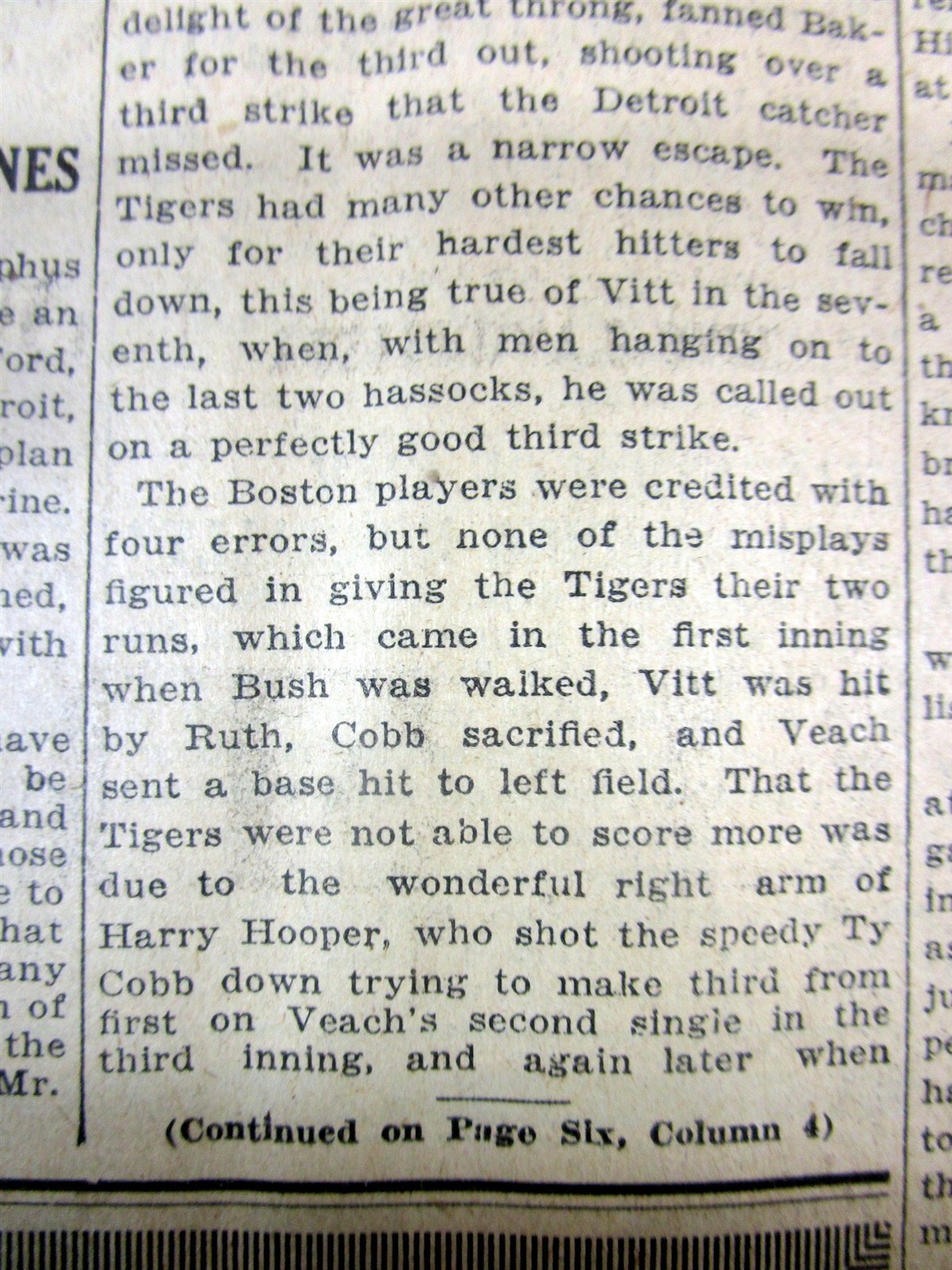 1915 newspaper Boston Red Sox w pitcher BABE RUTH going to BASEBALL WORLD SERIES