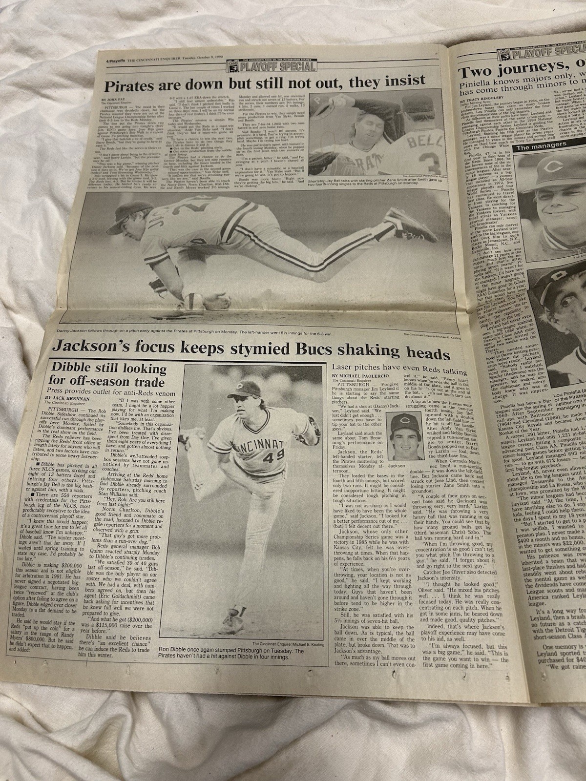 Oct 9, 1990 Cincinnati Enquirer -Reds’ 6-3 playoff victory in game 3