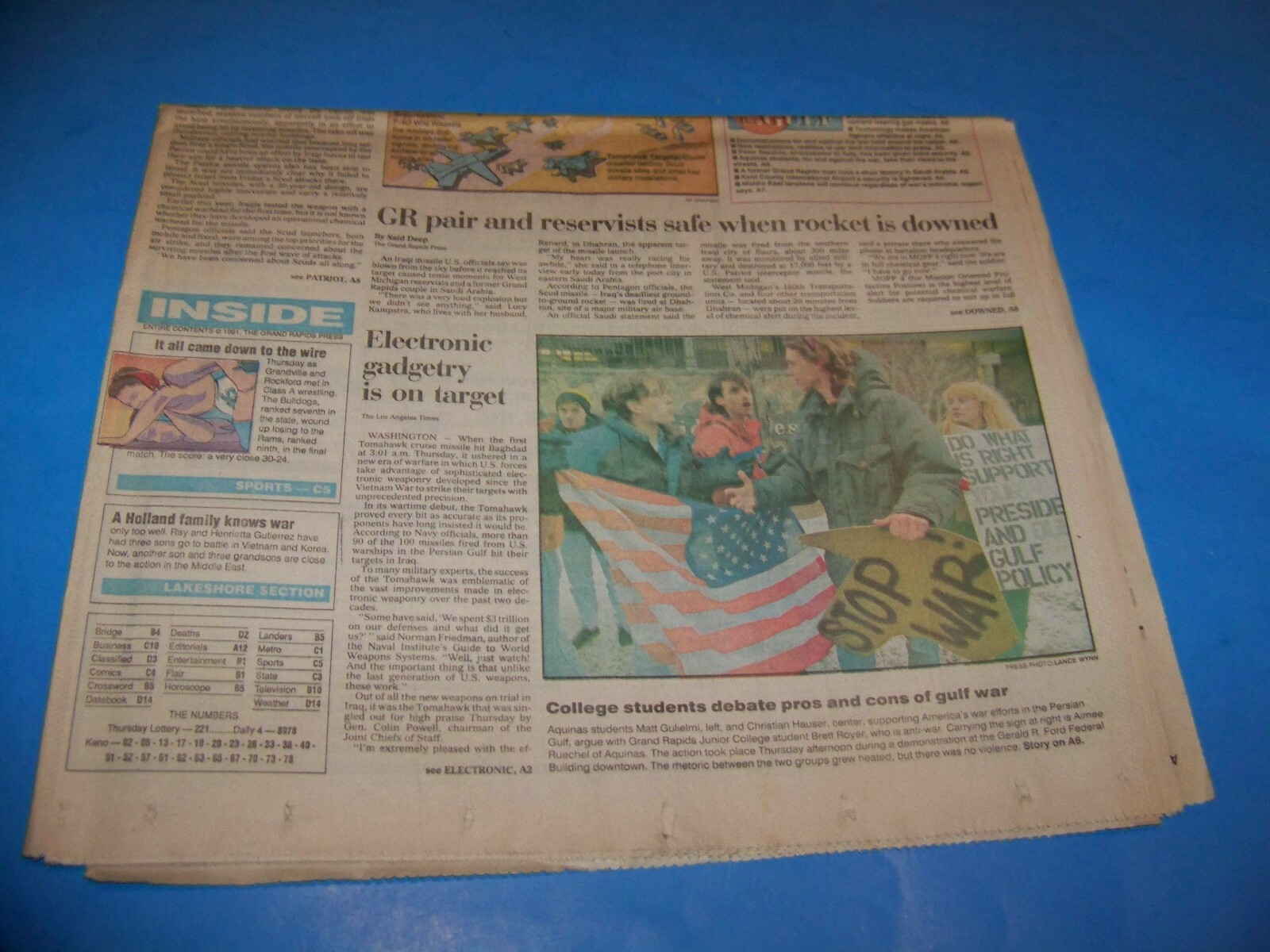 Grand Rapids Press January 18, 1991 “Gulf War” ( Only Section A )