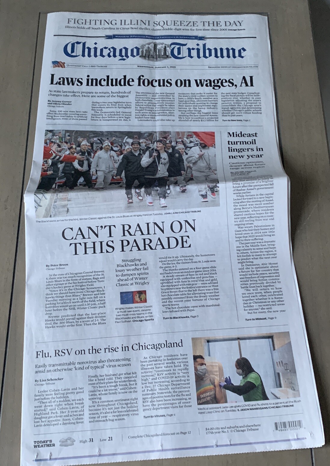 Blackhawks/Blues Winter Classic Parade – Chicago Tribune – January 1, 2025
