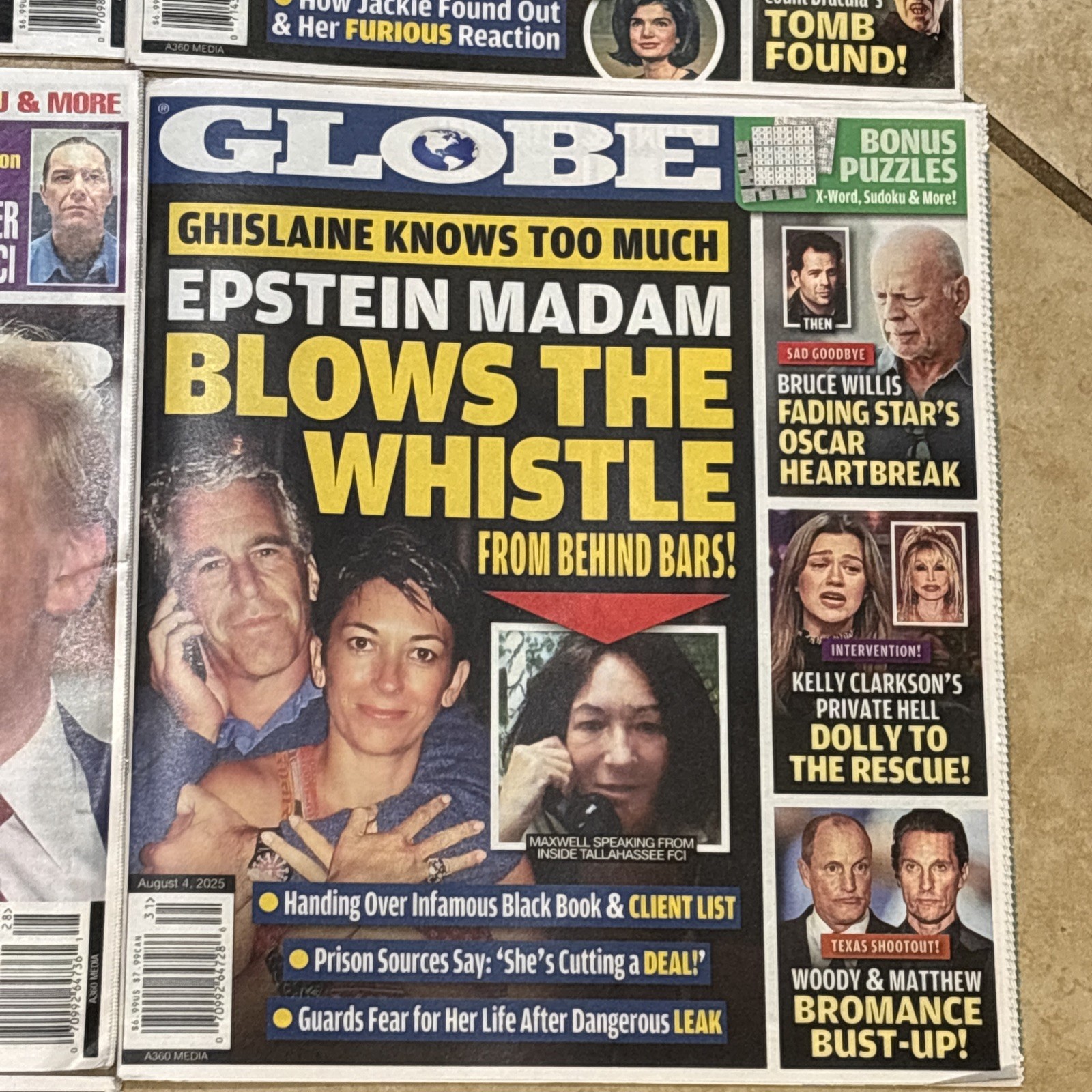 Globe Examiner Enquirer 10 Lot JFK EPSTEIN TRUMP MARISKA CHARLES JULY AUG 2025