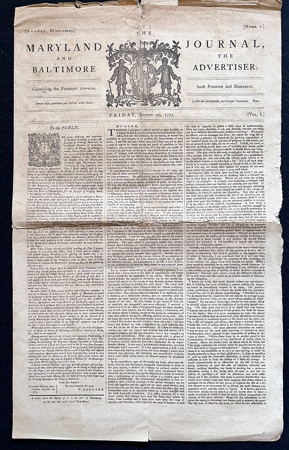 Maryland Journal and Baltimore Advertiser – Early Facsimile Reprint