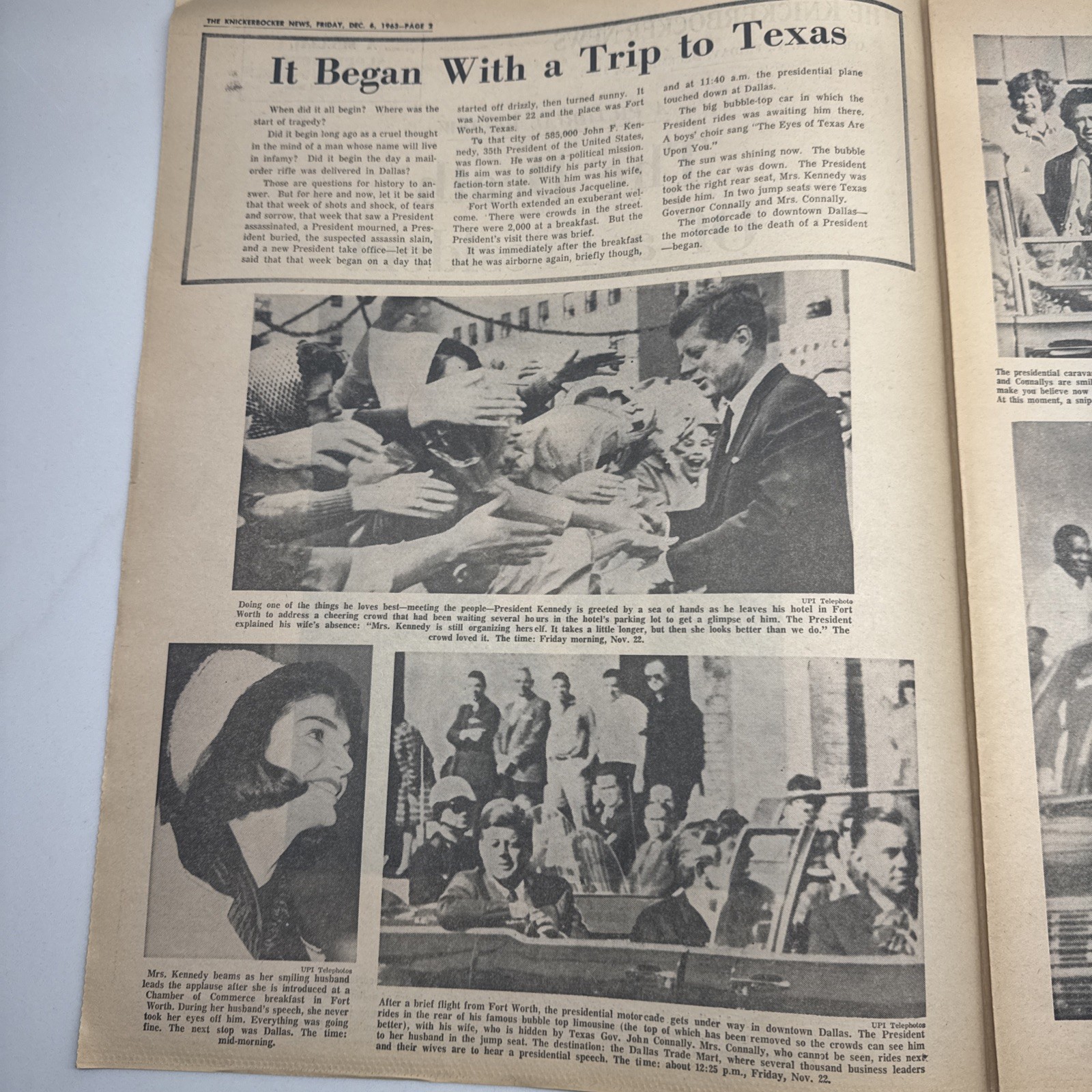 1963 Dec 6 KNICKERBOCKER NEWS Newspaper Special Supplement JFK Death LOT OF 12
