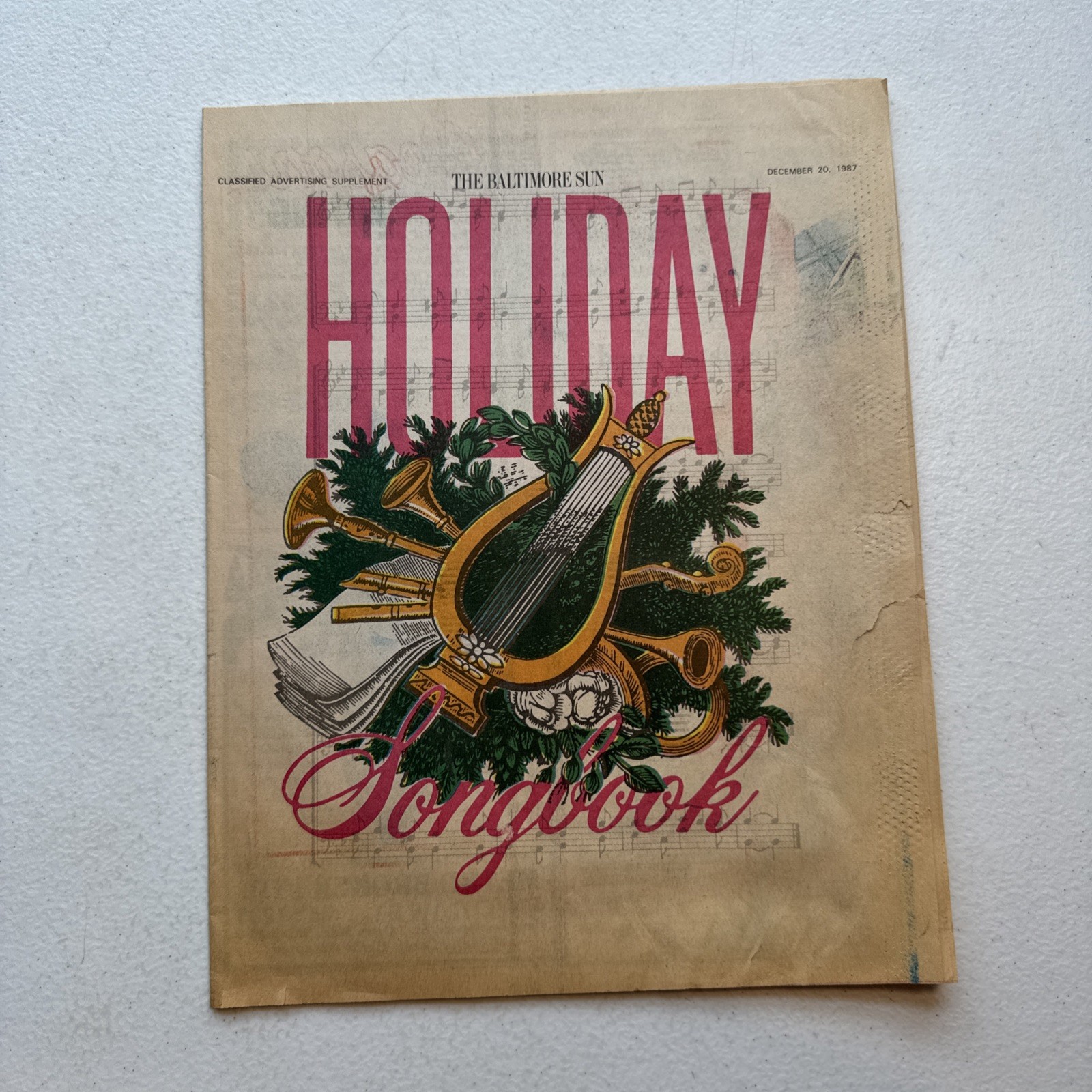 The Baltimore Sun Holiday Songbook December 20, 1987 Advertising Supplement