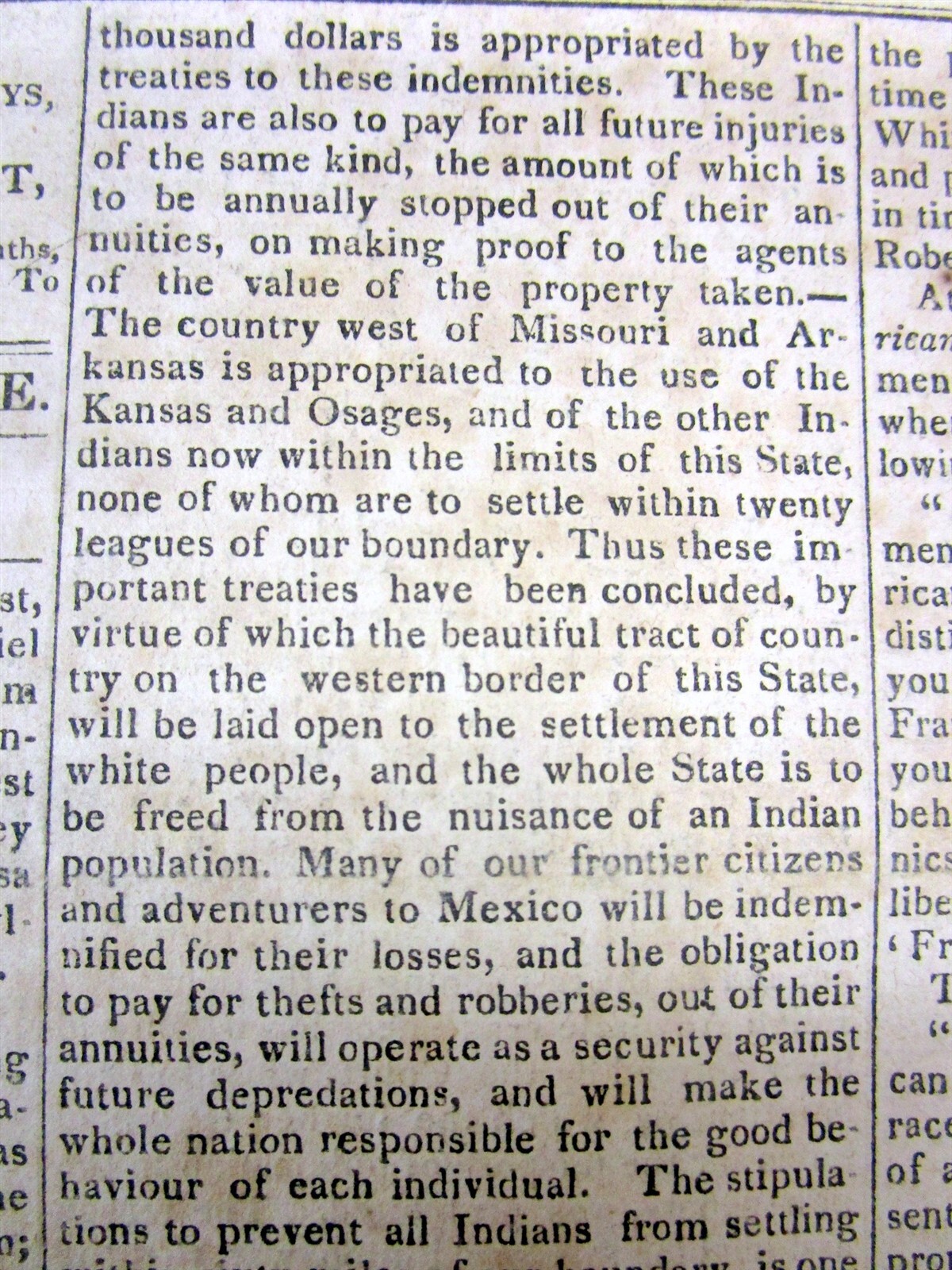 1825 newspaper OSAGE INDIANS CEDE LANDS to the US + 16 African-Americans drown