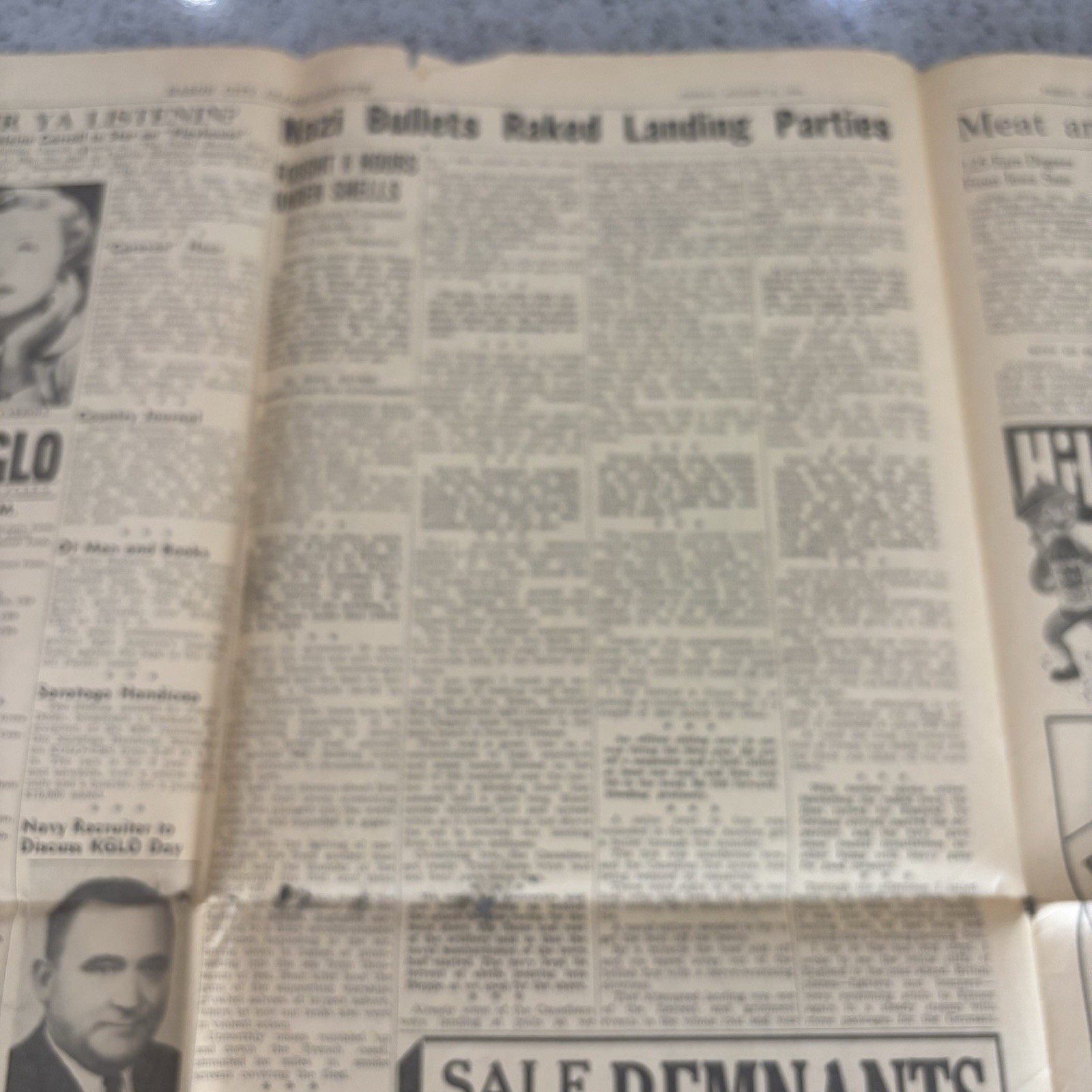 Vintage Newspaper 1940s Pg WW2 Marines Solomon Headline Ephemera Iowa