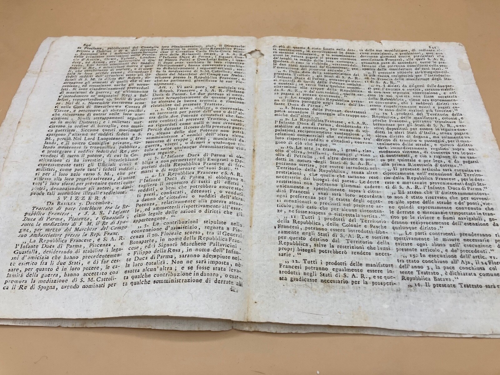 1796 Original Newspaper “Notizie dal Mondo” w/ article on the Directory