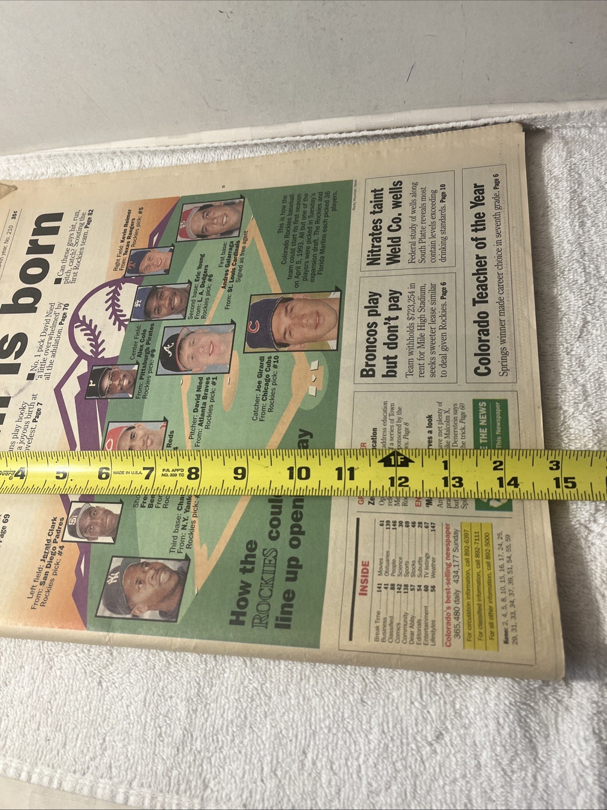 VTG Rocky Mountain News Newspaper Nov 18 , 1992 A Team Is Born Colorado Rockies