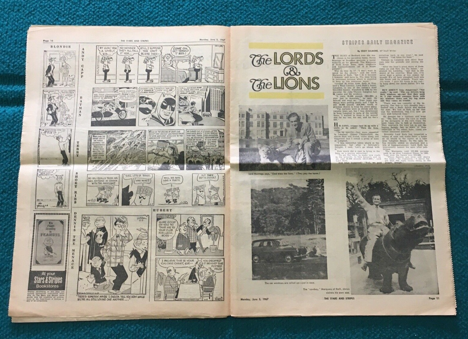1967 Vietnam War : STARS & STRIPES NEWSPAPER @ England, Plane Crash – Twiggy￼