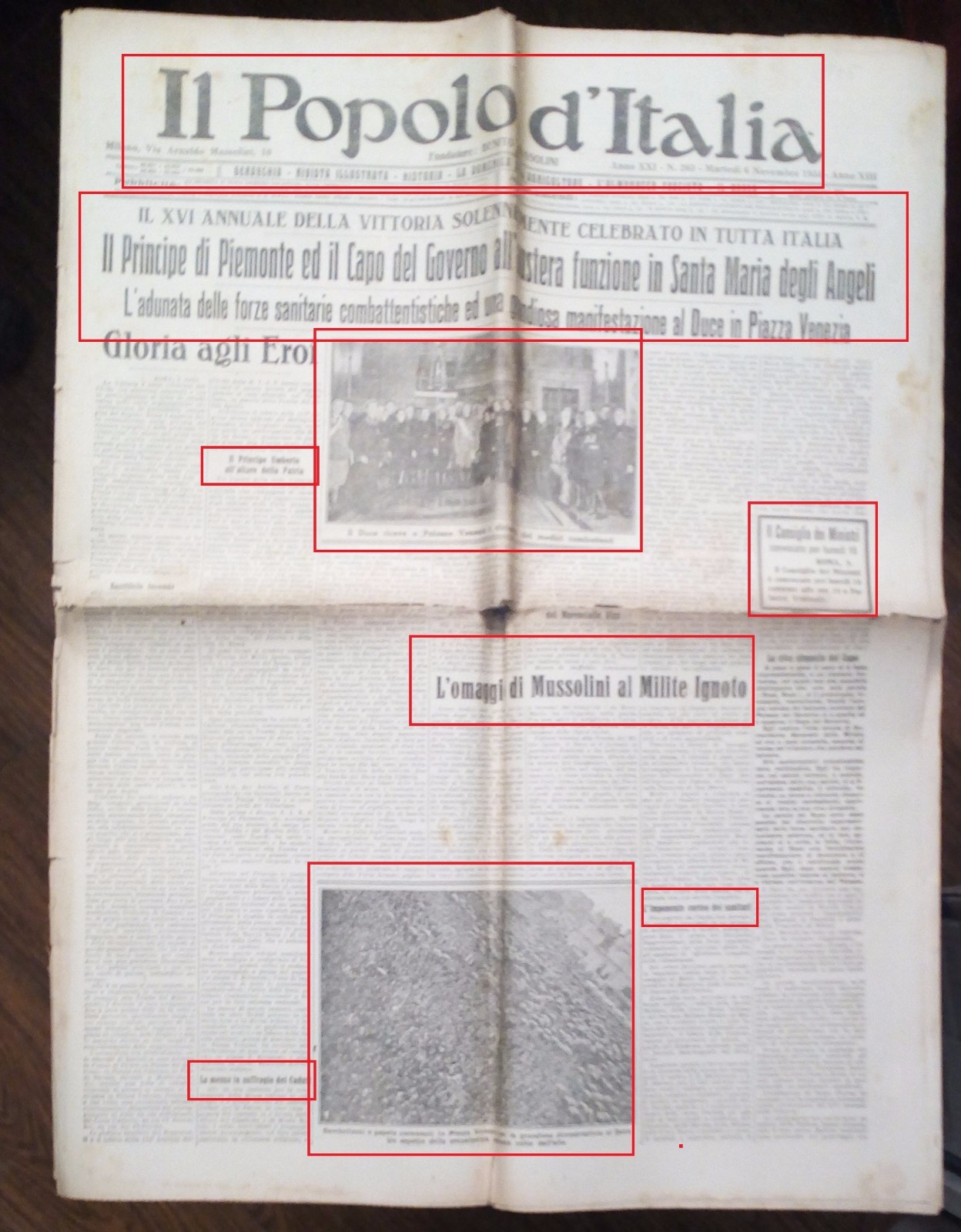 Pre Guerra – Mussolini’s Tribute To The Unknown Soldier – 06-11-1934 No. 1905