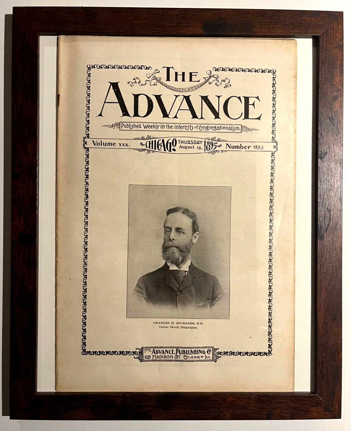 THE ADVANCE -August 15, 1895 – Chicago Newspaper Number 1553 – Complete & Framed