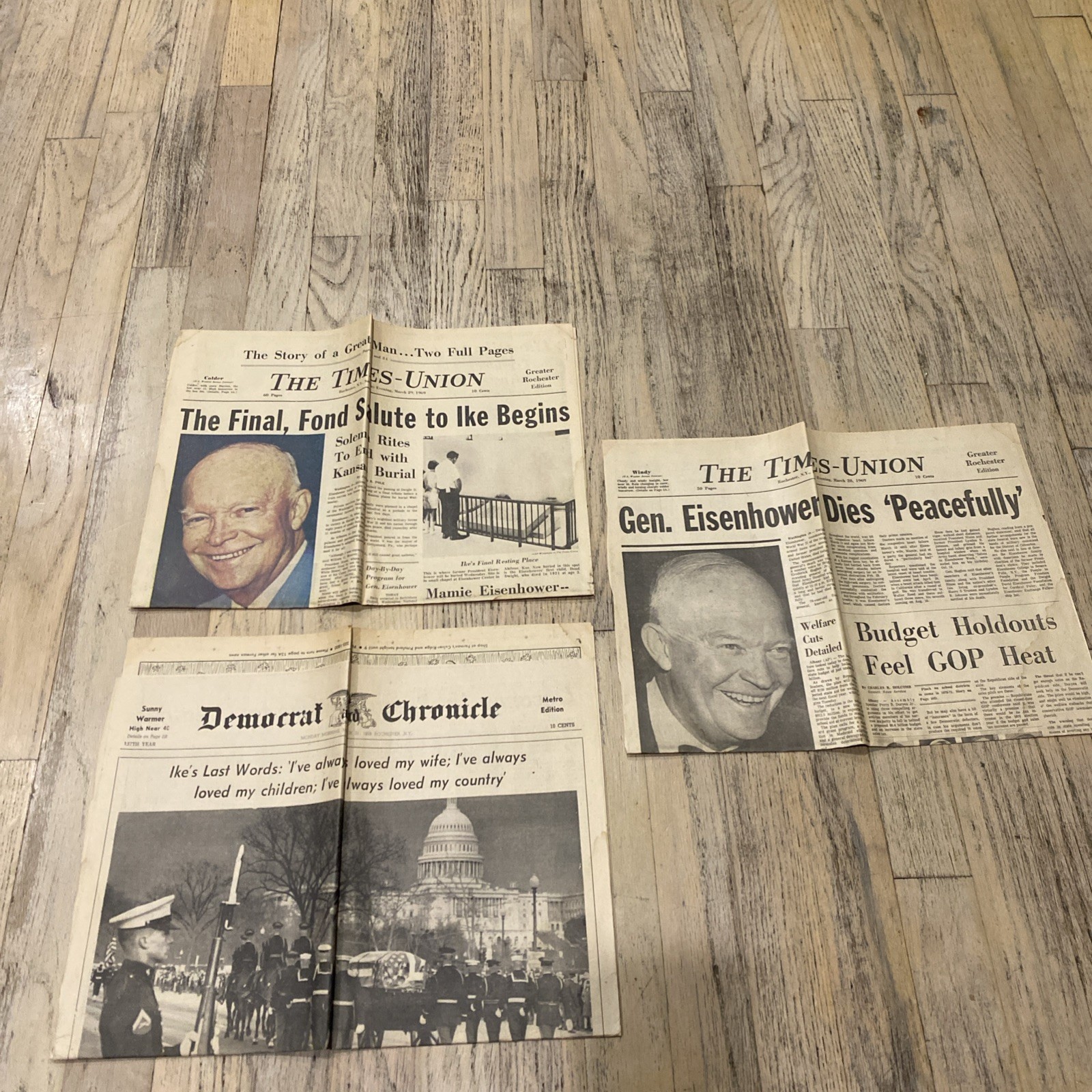 General Dwight D Eisenhower Death 3 Newspapers 1969