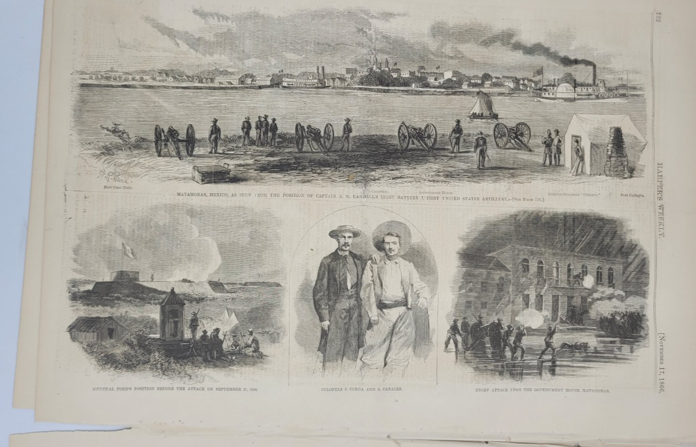 Harper’s Weekly 11/17/1866 lg print Venice Italy / Confederate Cemetery Tenn