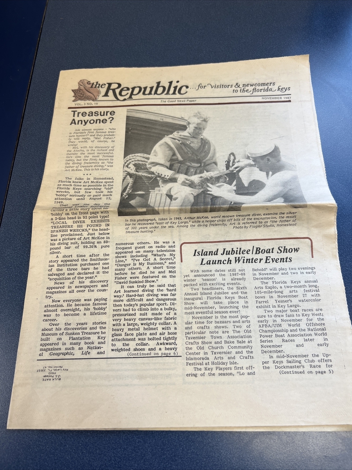 The Republic Newspaper Florida Keys Nov. 1987 Local History Ephemera Genealogy