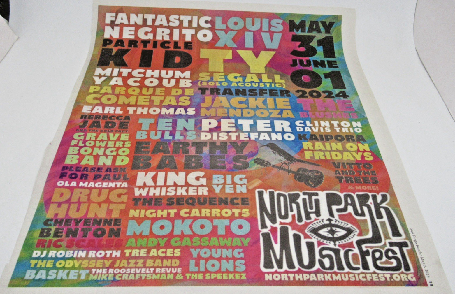 San Diego North Park Music Festival Reader Ad MAY 31- JUN 1, 2024 Newspaper Page