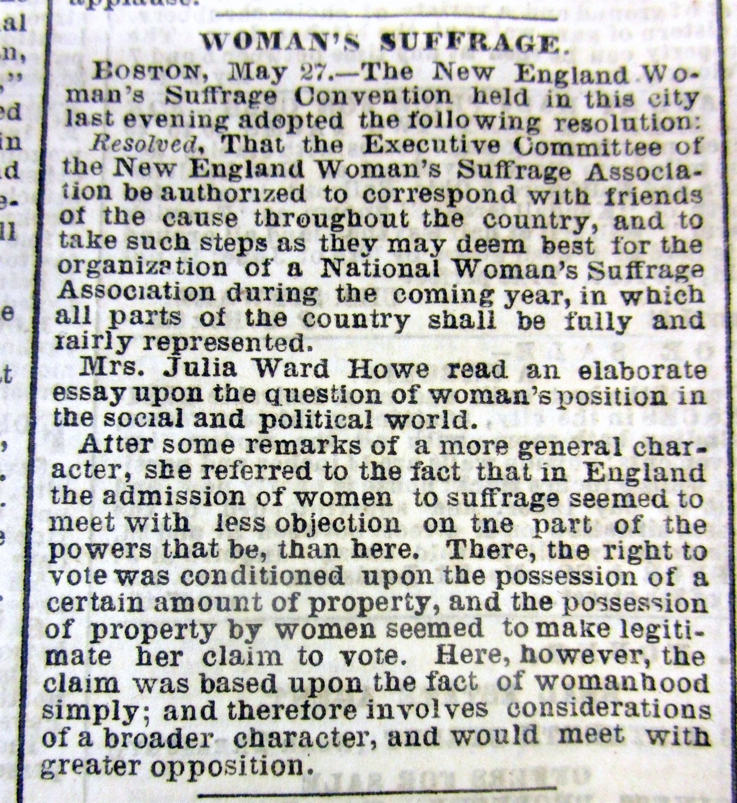 1869 newspaper NATIONAL WOMEN’S SUFFRAGE ASSOCIATION FOUNDED BySTANTON & ANTHONY