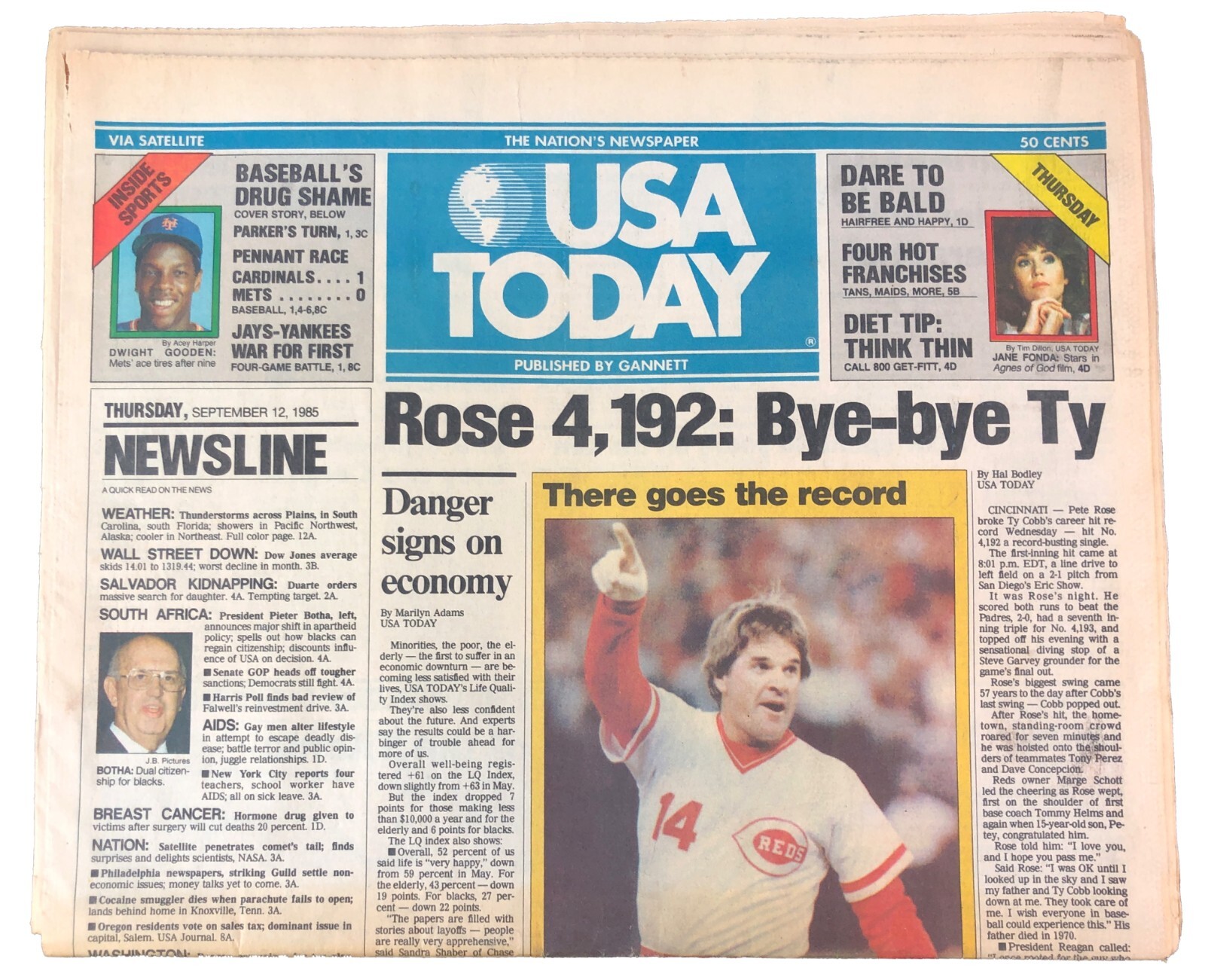 Vtg USA Today Newspaper Sept 12 1985 Pete Rose Breaks Ty Cobb’s Record